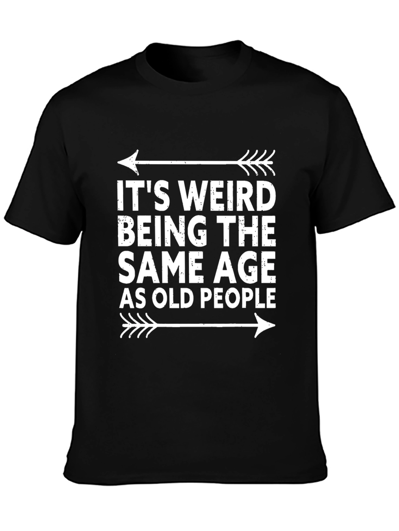 Black Funny "Old People" Graphic Tee - Black Cotton T-Shirt view 3