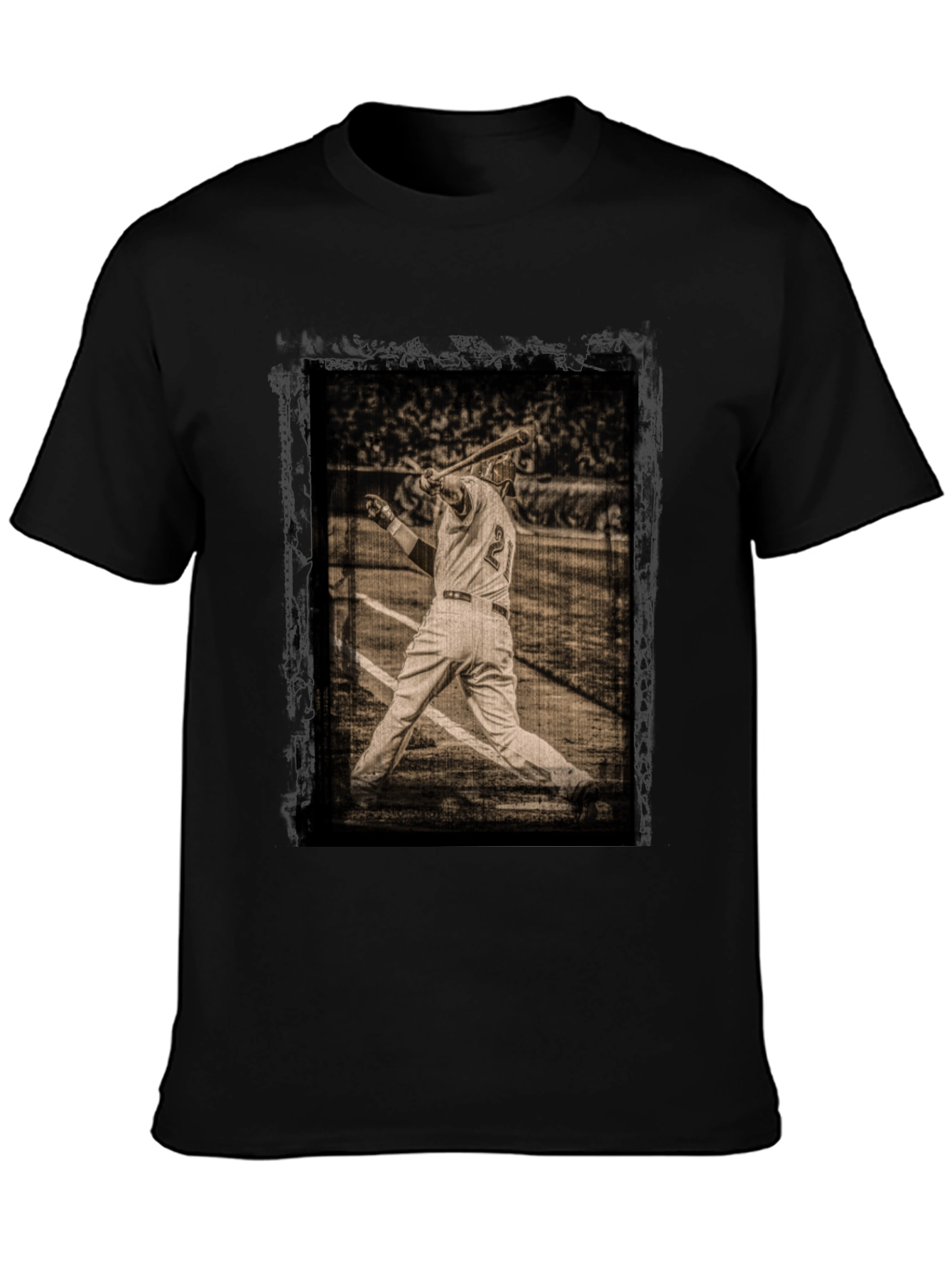 Black Vintage Baseball Player Graphic Tee view 3