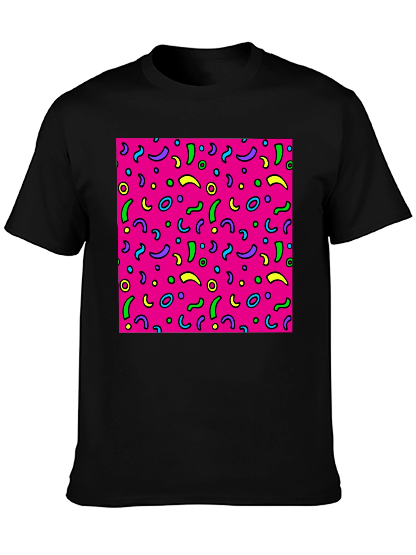 Black Retro 90s Pattern T-Shirt view 3