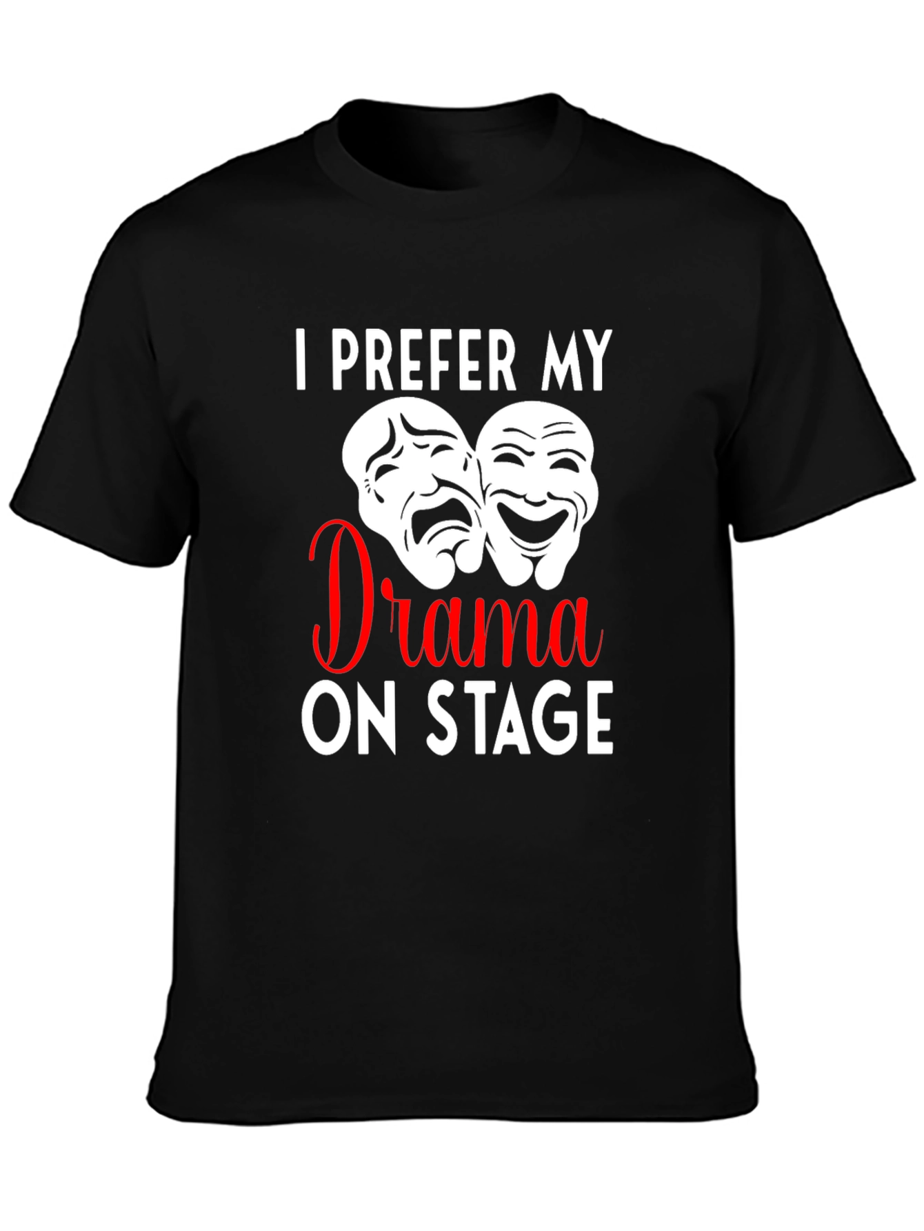 Black Drama On Stage T-Shirt, Theater Mask Design view 3