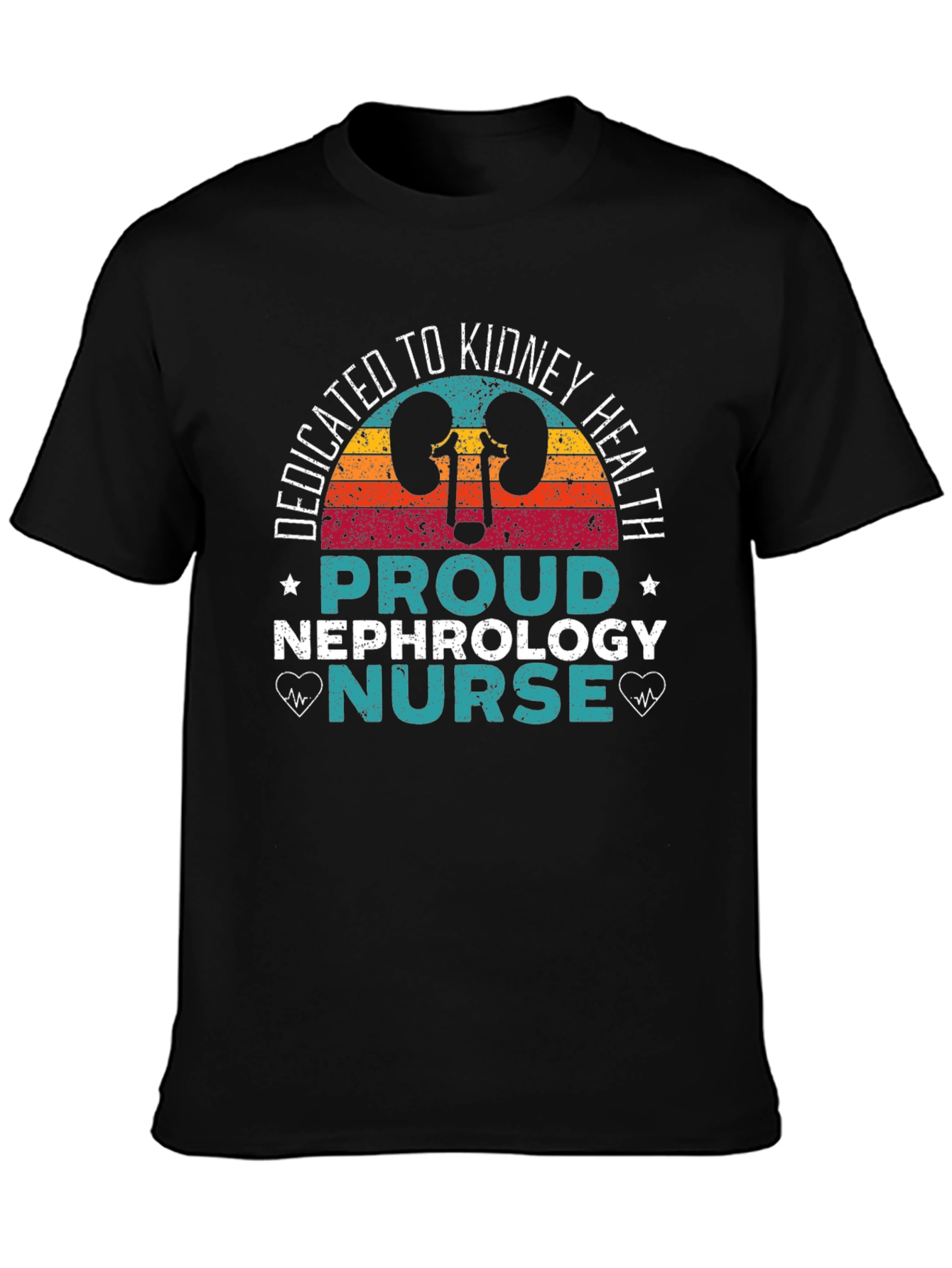 Black Dedicated Kidney Health Nephrology Nurse T-Shirt view 3