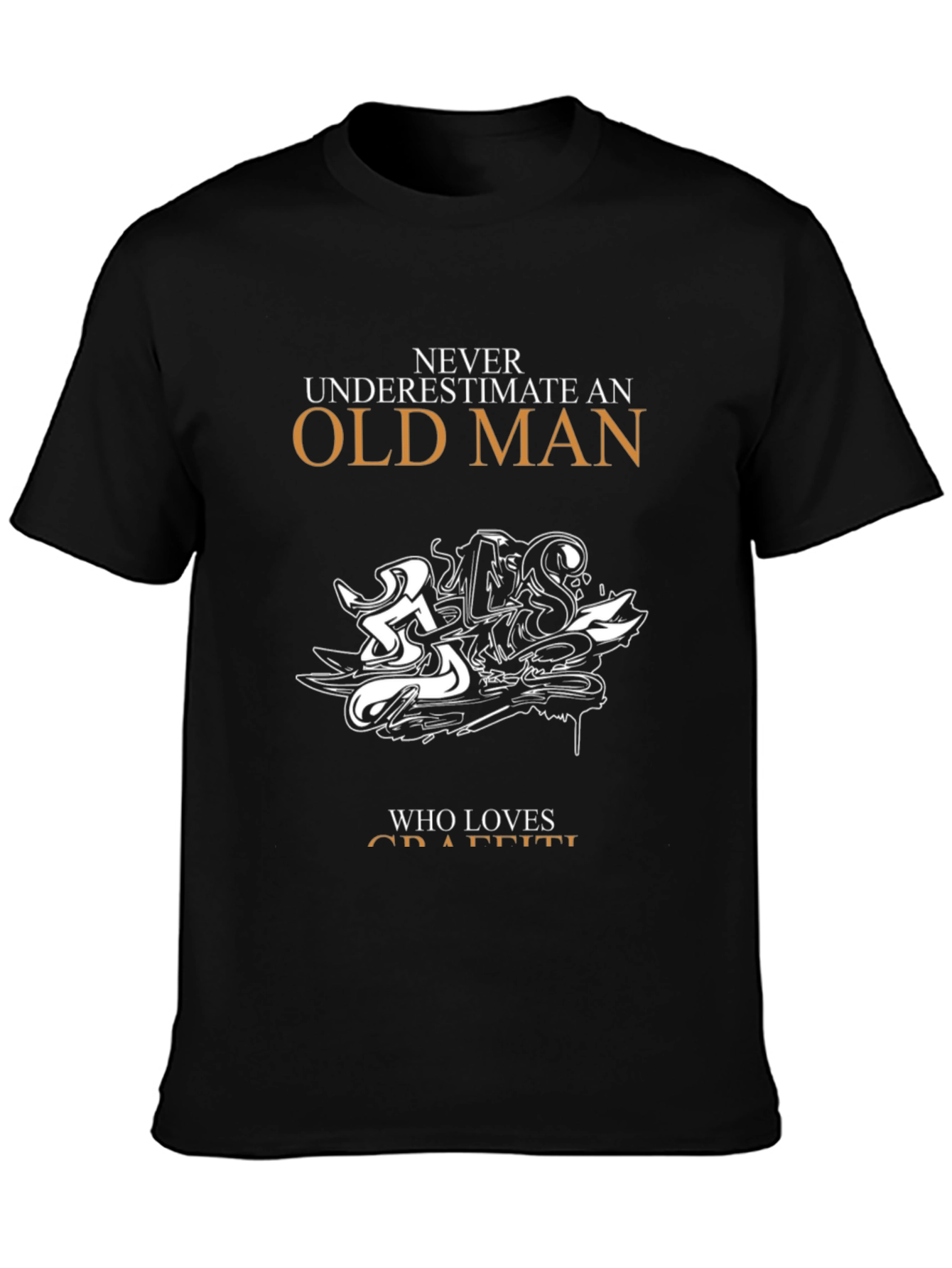 Black Old Man Graffiti Lover T-Shirt view 3