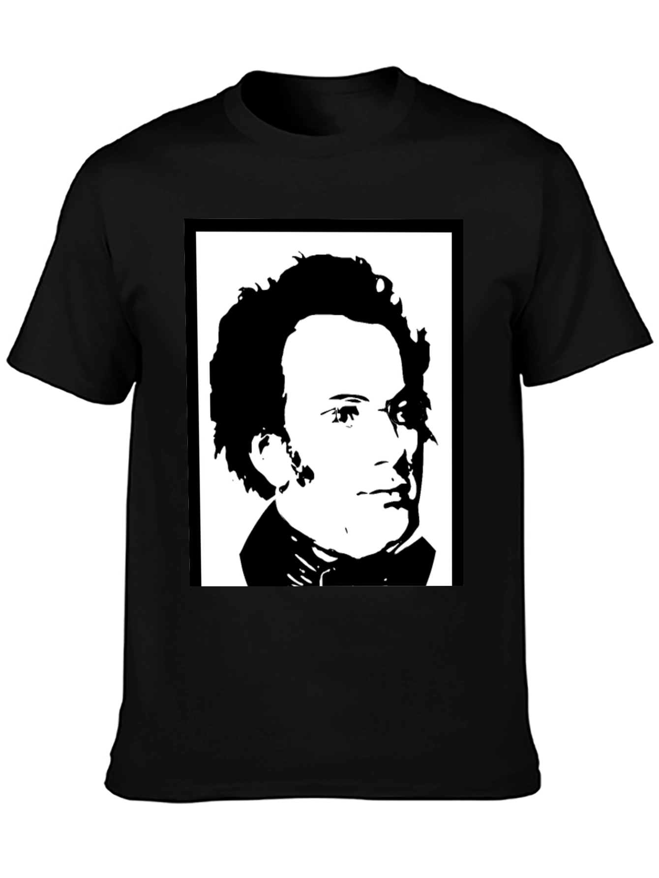 Black Black T-Shirt with Portrait Print view 3
