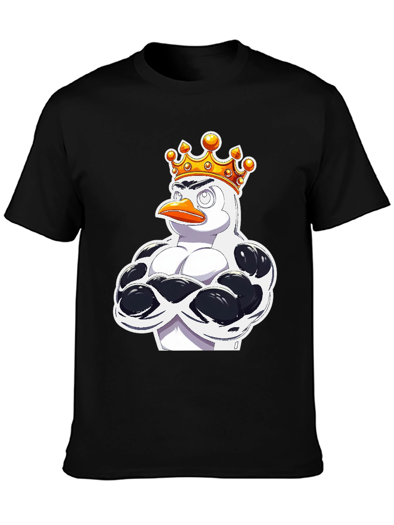 Black Penguin King Graphic T-Shirt - Black Cotton Tee view 3