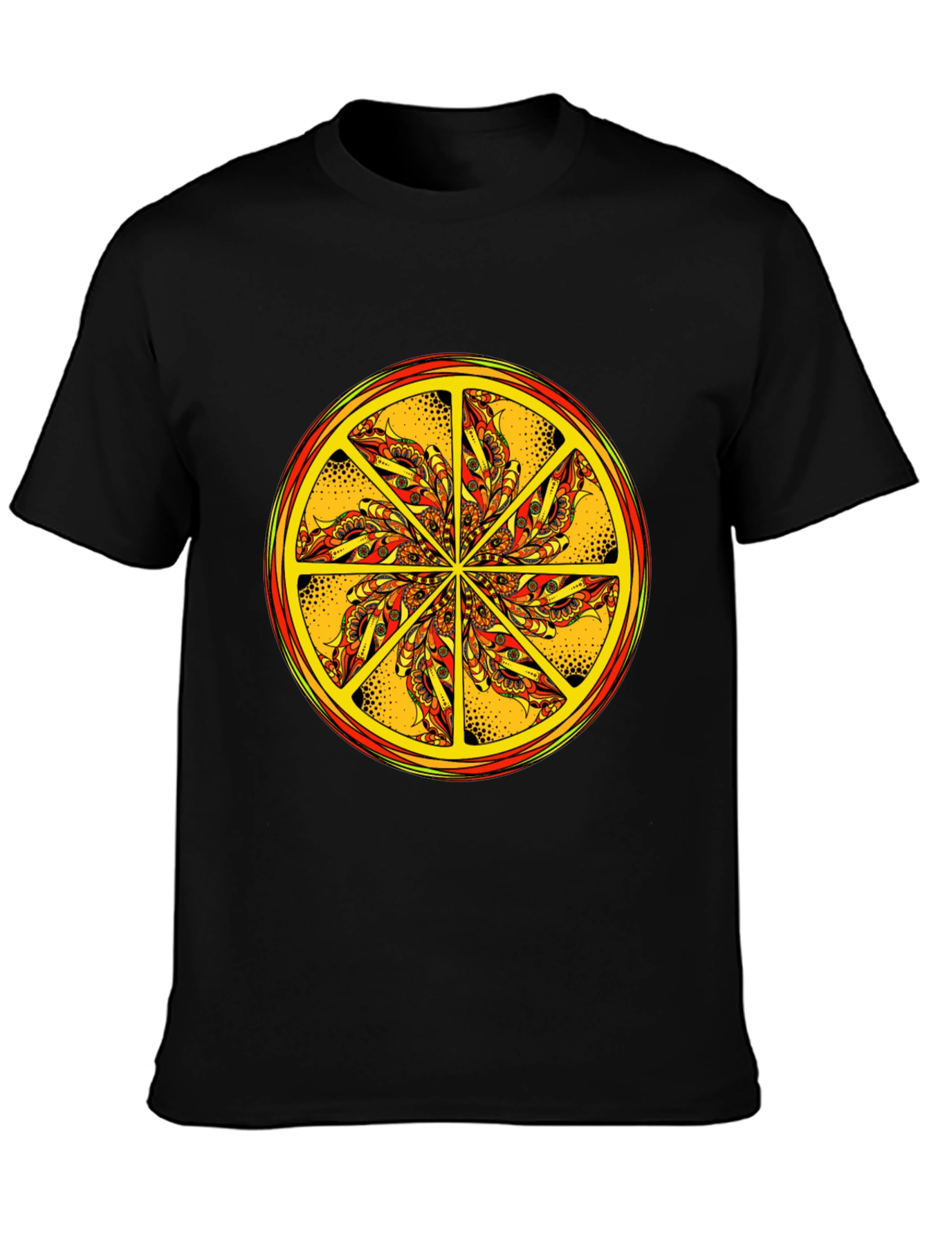 Black Vibrant Mandala Graphic Tee - Black Cotton Blend view 3