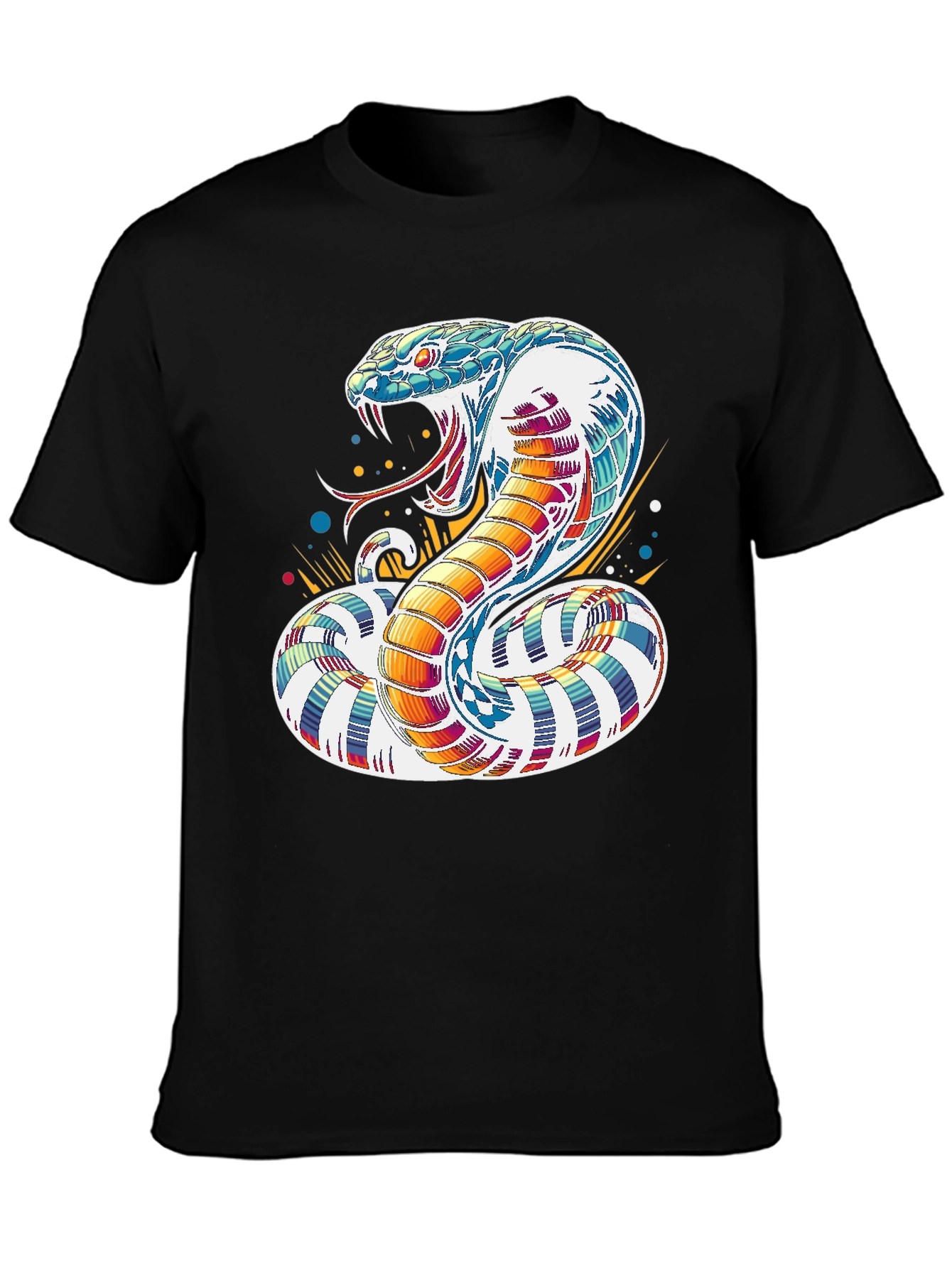 Colorful Cobra Graphic Tee - Men's Black T-Shirt - 3