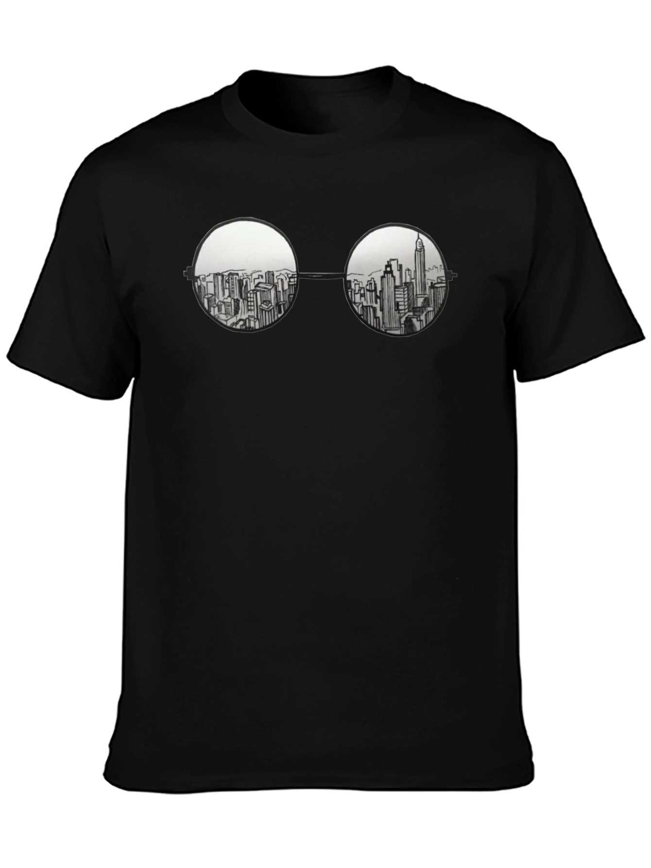 Black Cityscape in Specs Graphic Tee - Black Cotton view 3