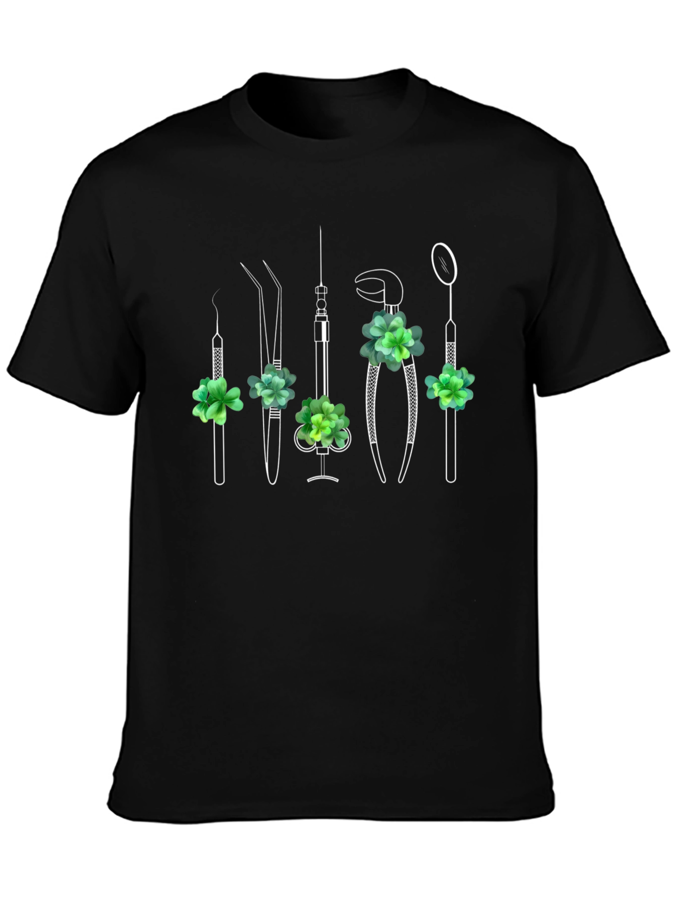 Black Dentist Tool Shamrock T-Shirt view 3