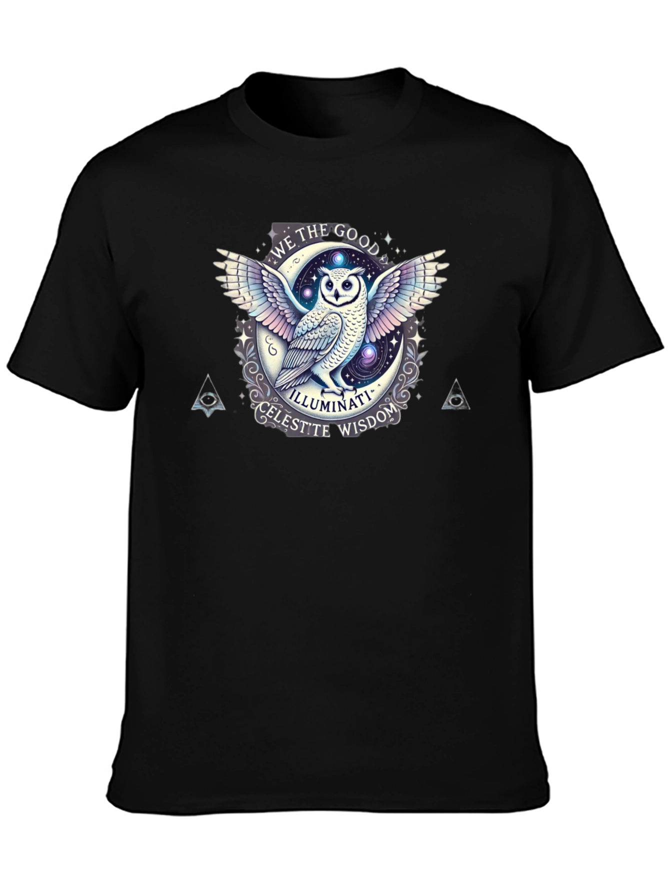 Black Illuminati Owl Graphic Tee - Celest'te Wisdom T-Shirt view 3