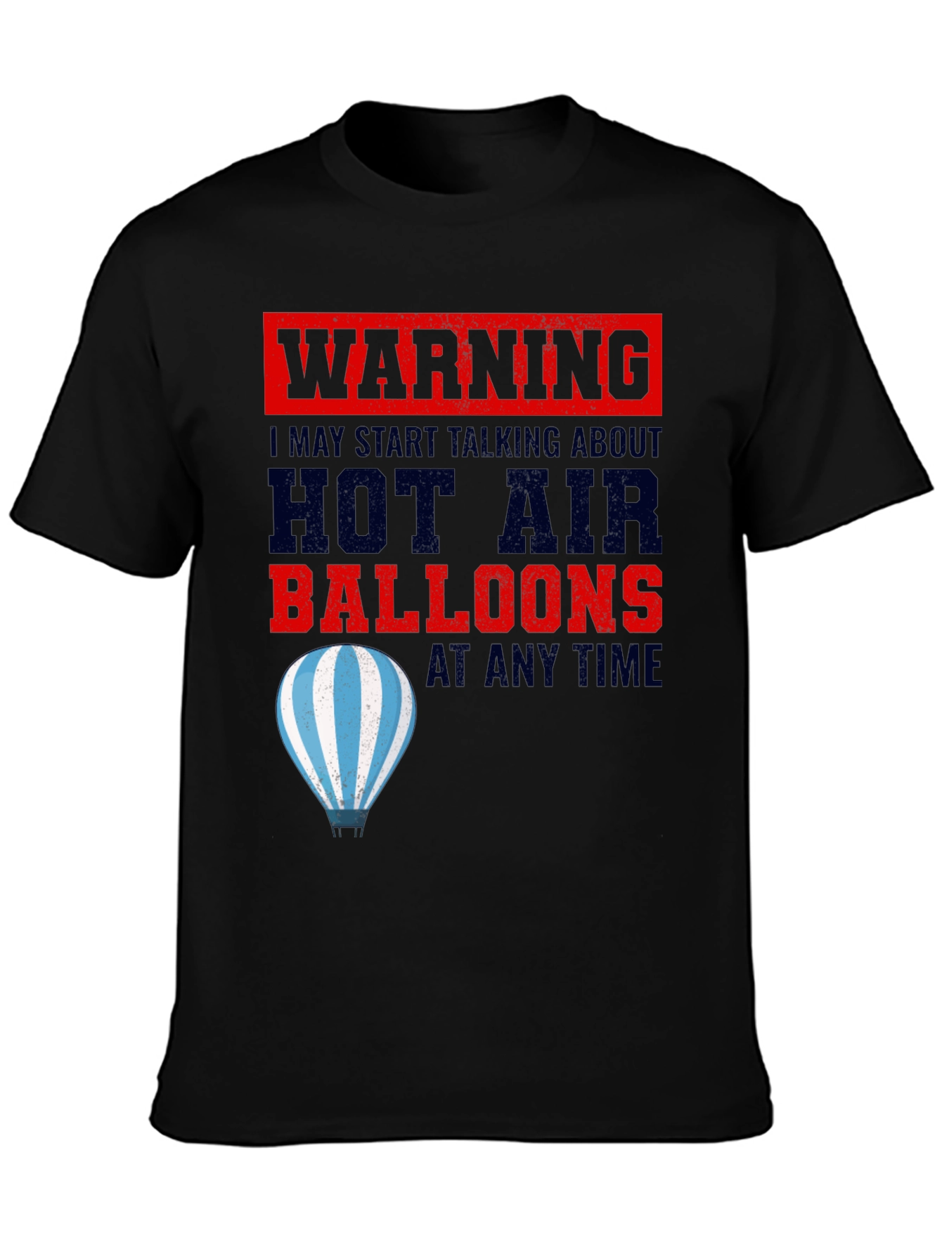 Black Warning Hot Air Balloons T-Shirt view 3