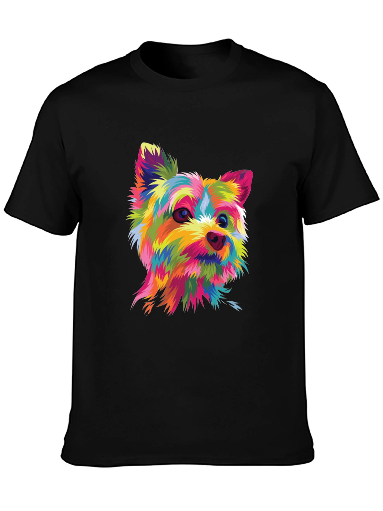 Black Colorful Yorkshire Terrier Graphic T-Shirt view 3