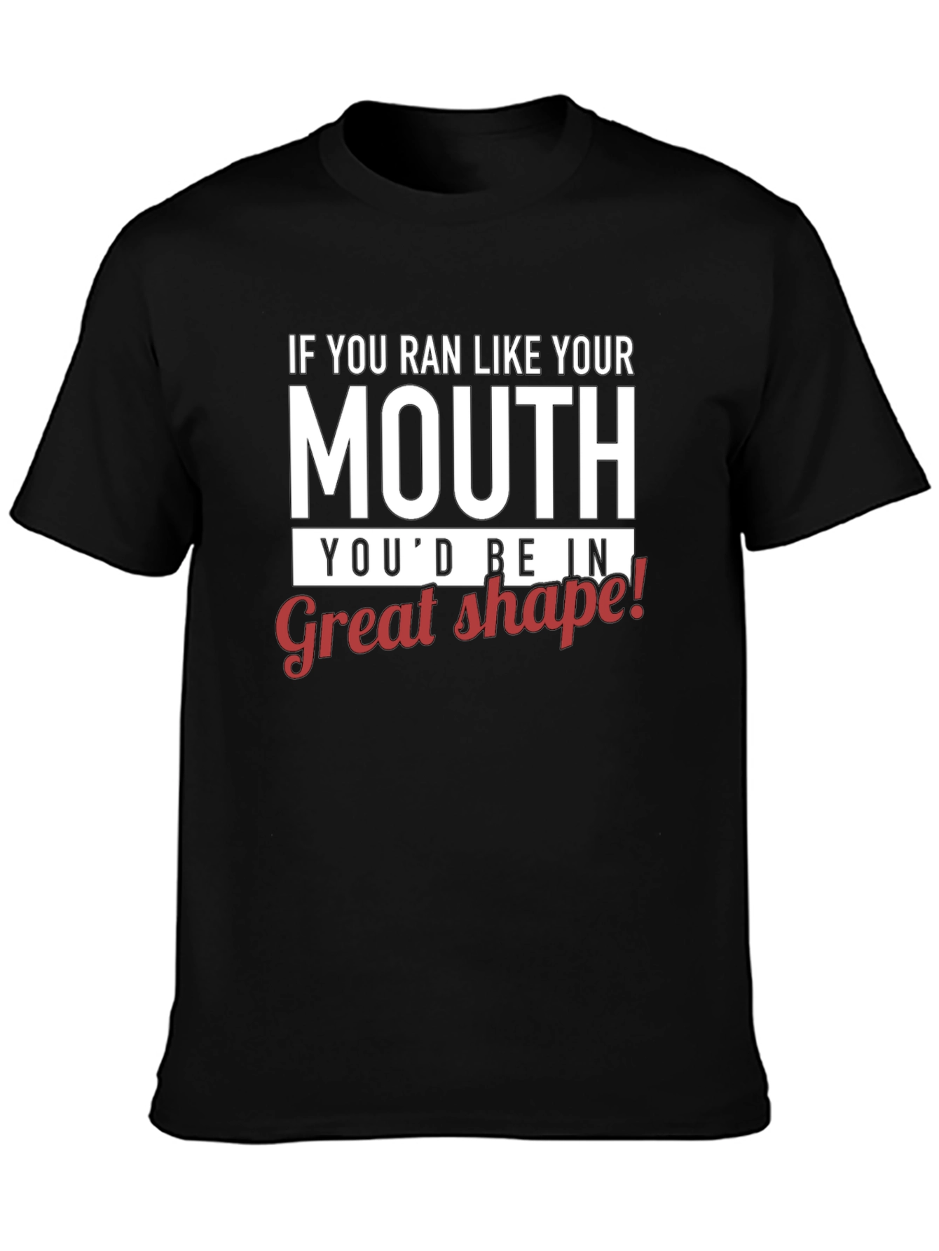 Black Humorous "Run Like Your Mouth" Graphic T-Shirt view 3