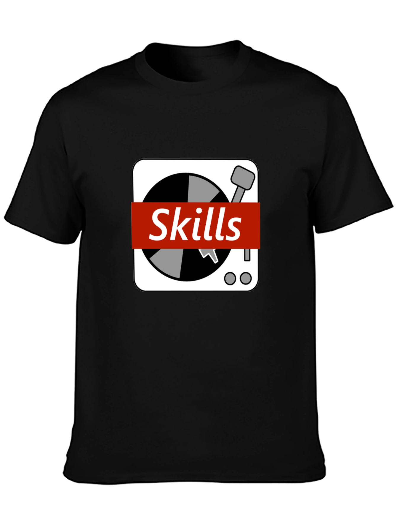Black Skills DJ Turntable Graphic T-Shirt - Black view 3