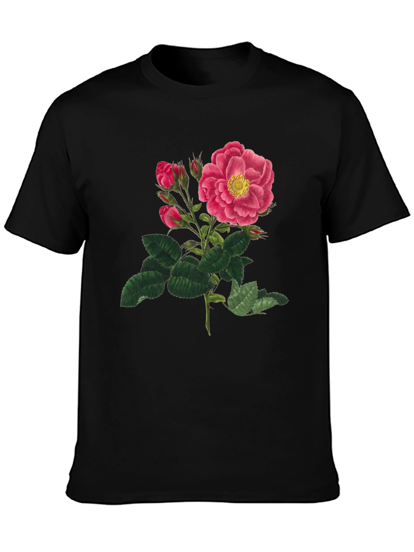 Black Vintage Rose Graphic T-Shirt - Black view 3