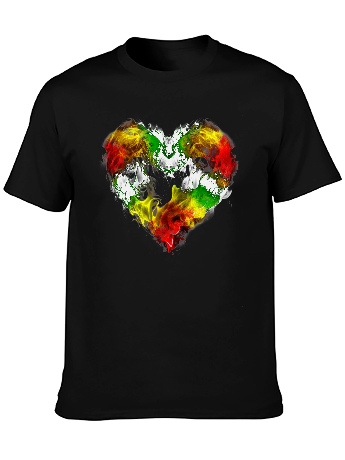 Black Rasta Heart Graphic T-Shirt - Love Reggae Music view 3
