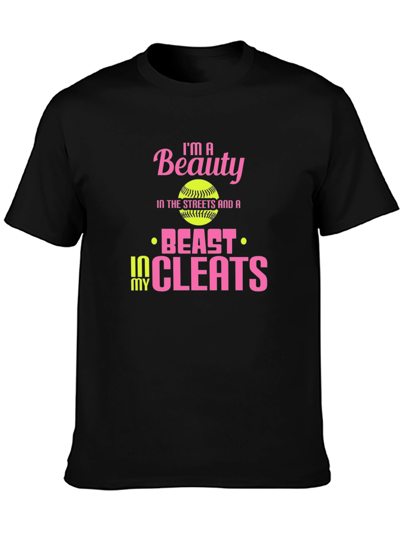 Black Beauty and Beast Softball T-Shirt view 3