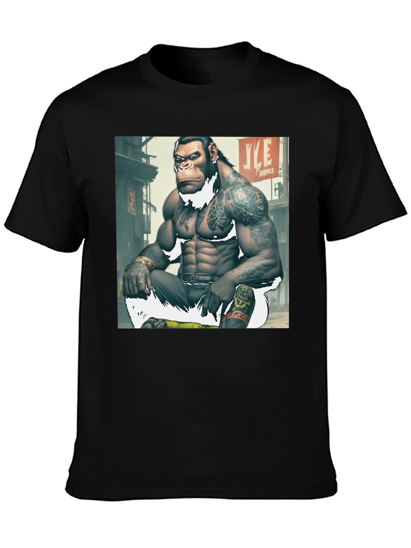 Black Tattooed Gorilla Graphic Tee - Urban Ape Style view 3