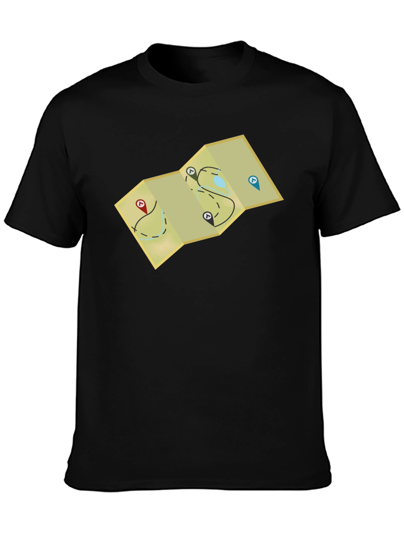 Black Adventure Map Graphic Tee - Black Cotton Blend view 3