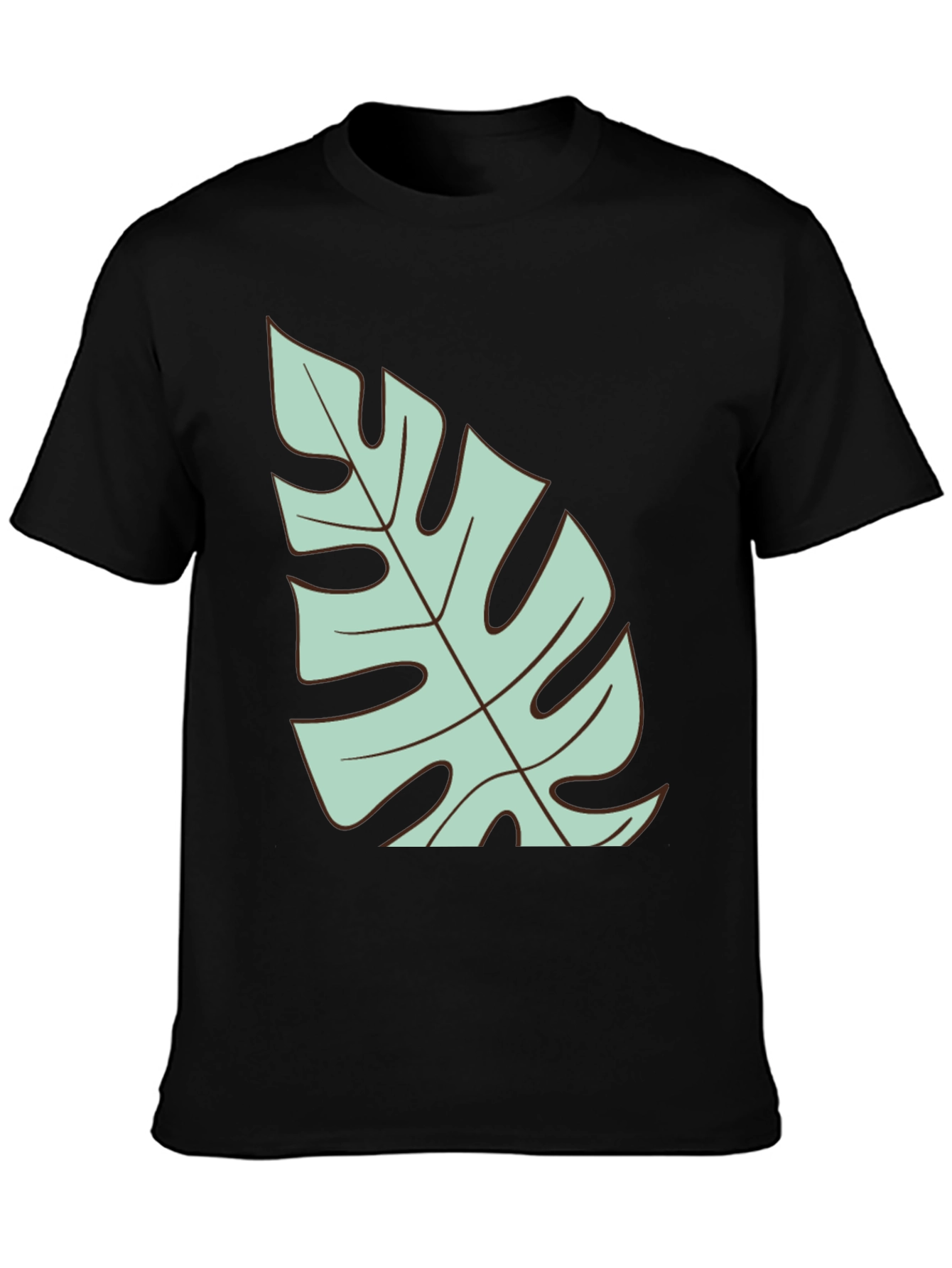 Black Tropical Monstera Leaf Graphic T-Shirt - Black view 3