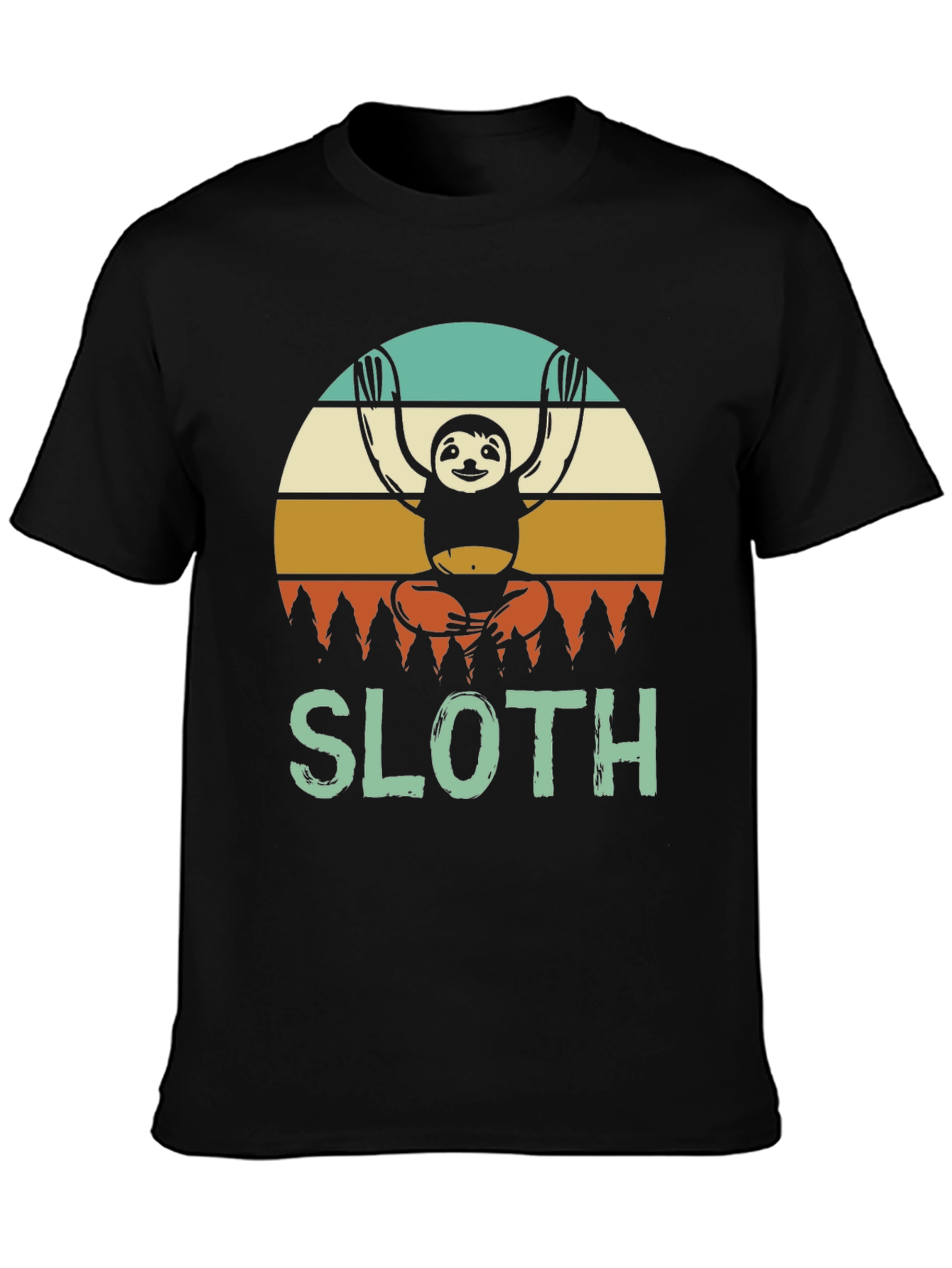 Black Meditating Sloth Graphic T-Shirt view 3