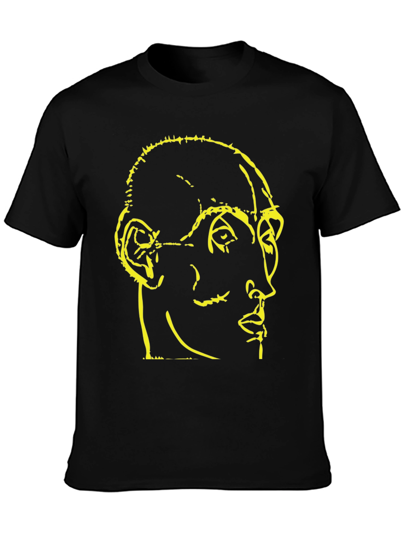 Black Abstract Face Graphic Black T-Shirt view 3