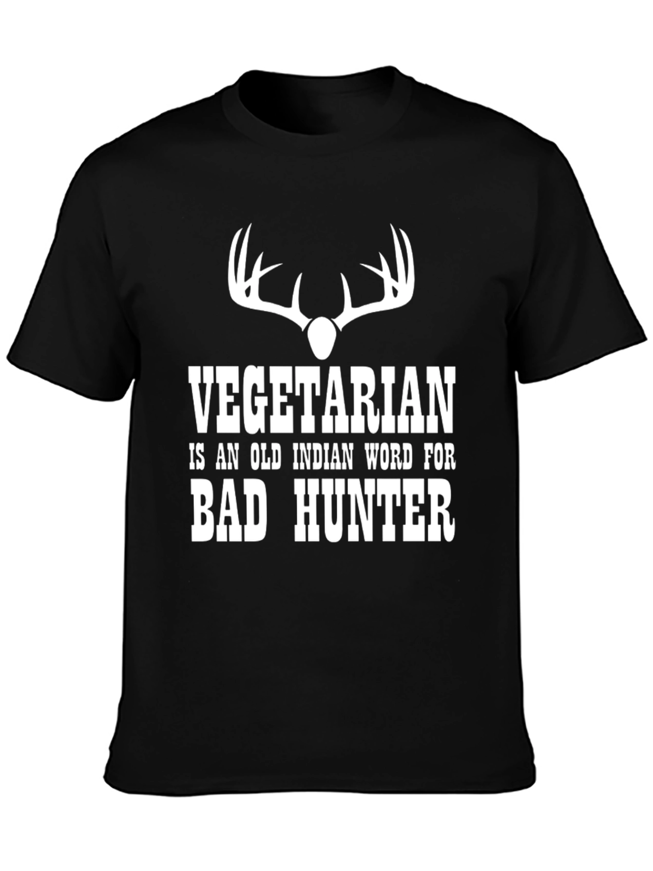 Black Funny Vegetarian Bad Hunter Graphic T-Shirt view 3