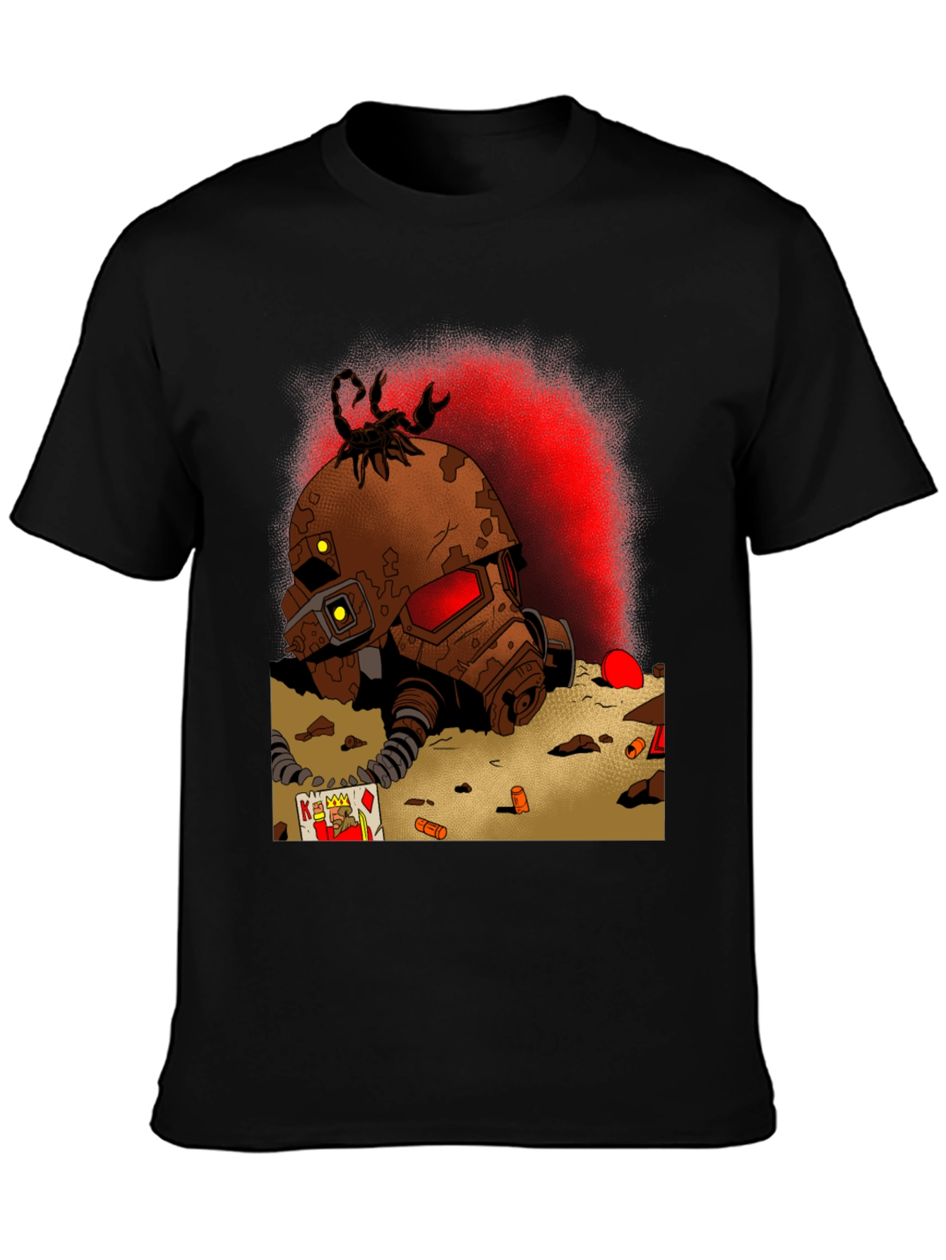 Black Fallout Inspired T-Shirt: Scorpion Helmet Design view 3