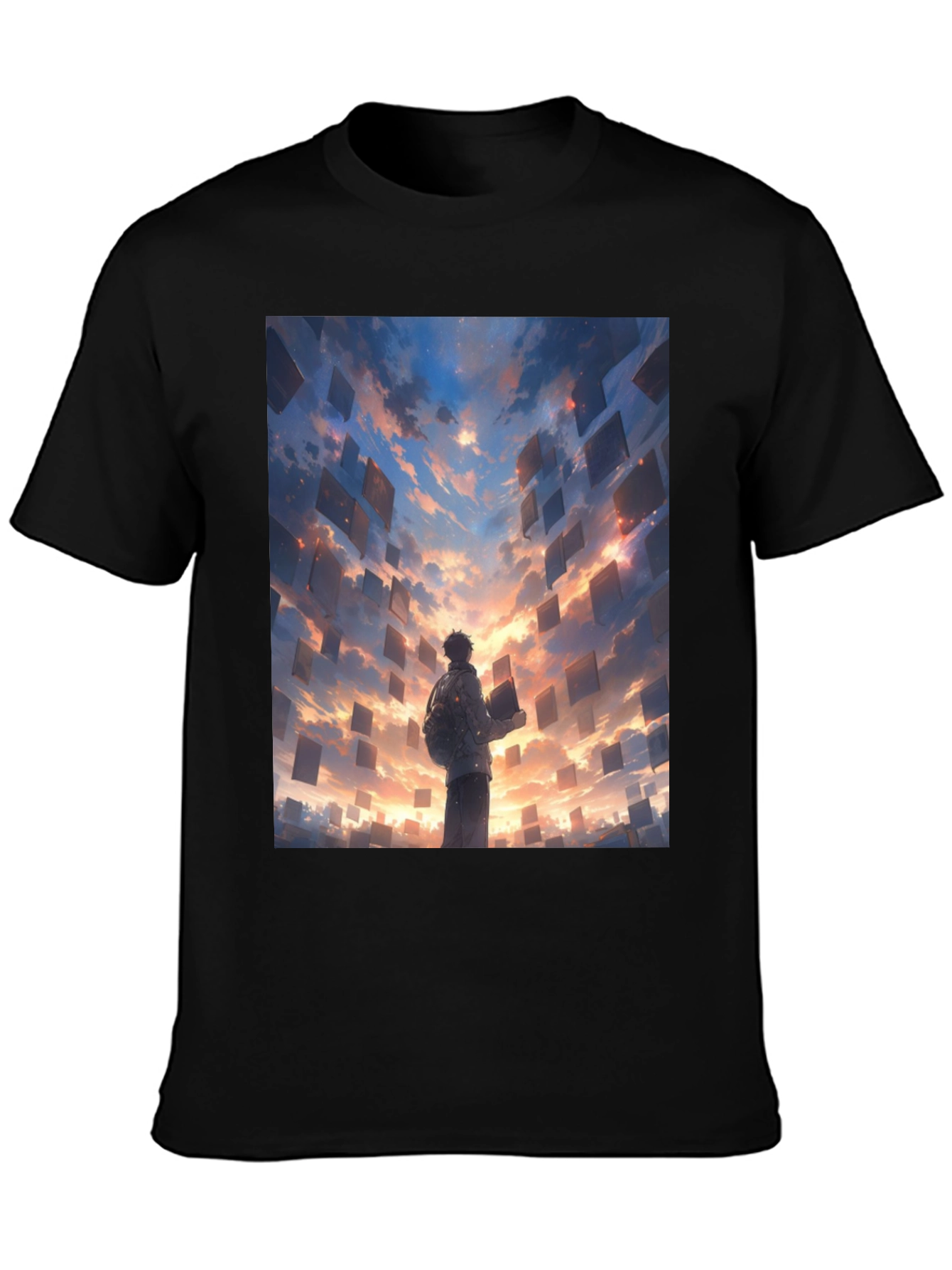 Black Surreal Sky Books Graphic Tee view 3