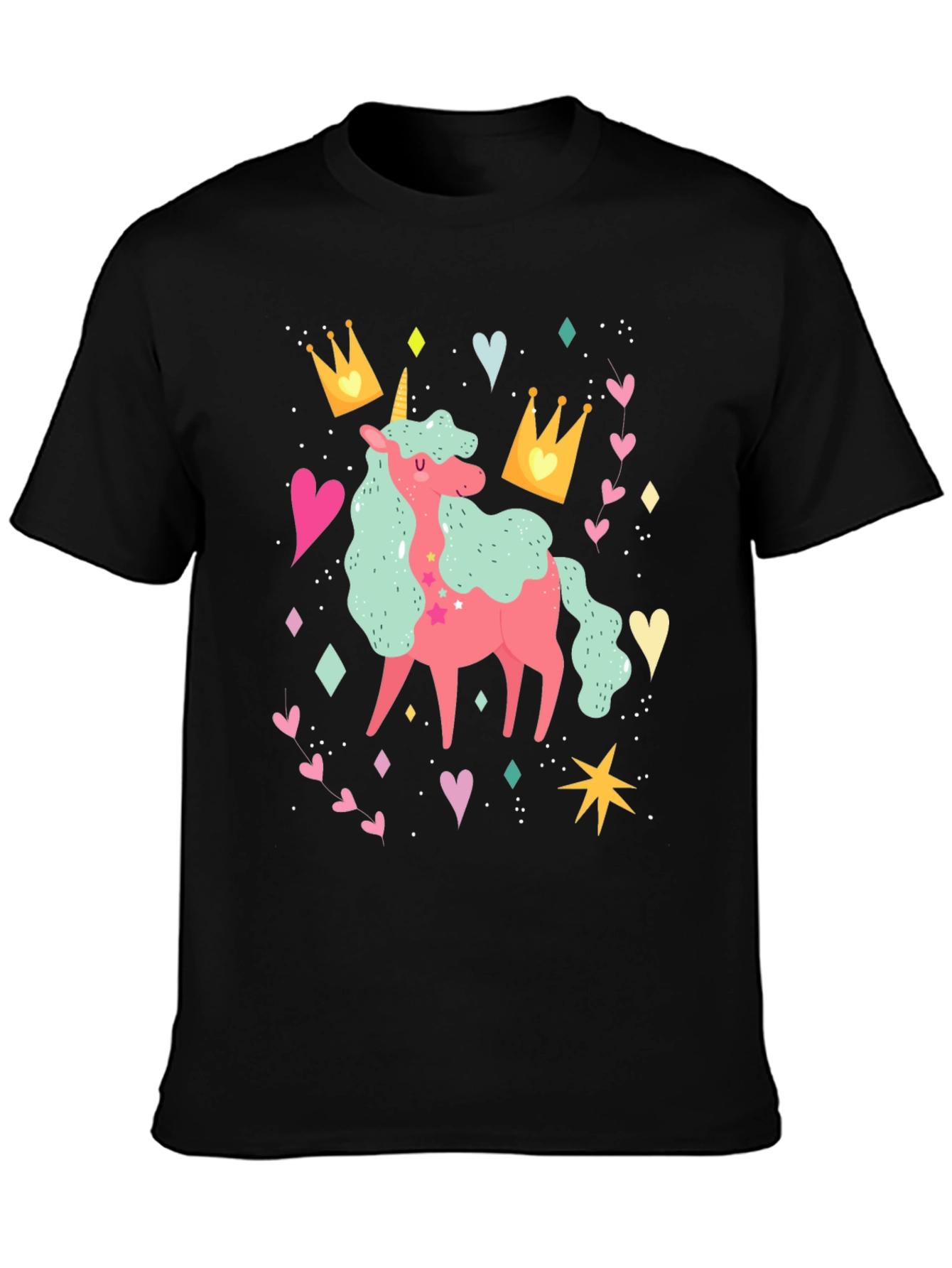 Black Unicorn T-Shirt, Cute Graphic Tee for Women & Girls view 3