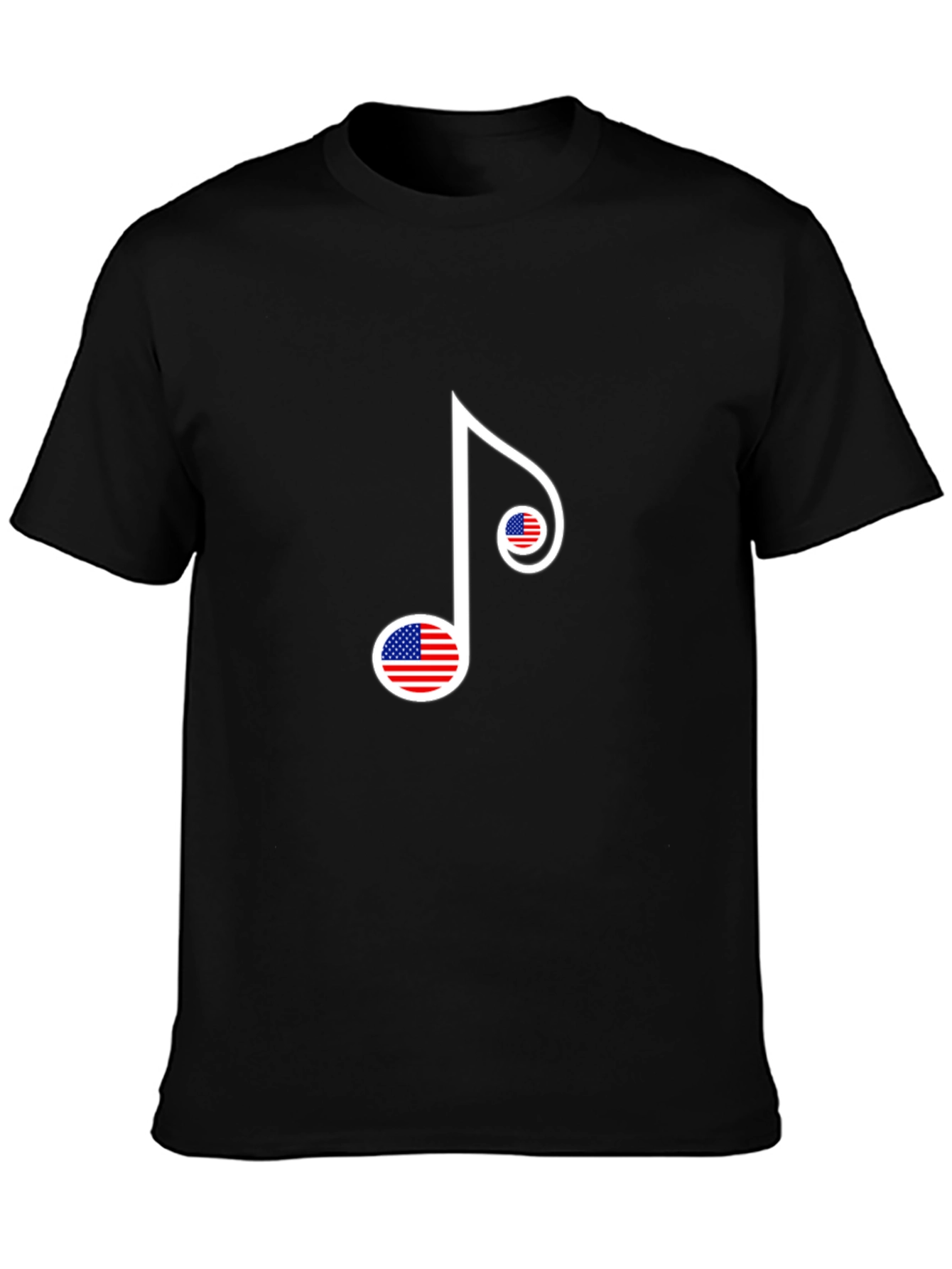 Black American Flag Music Note Graphic T-Shirt view 3