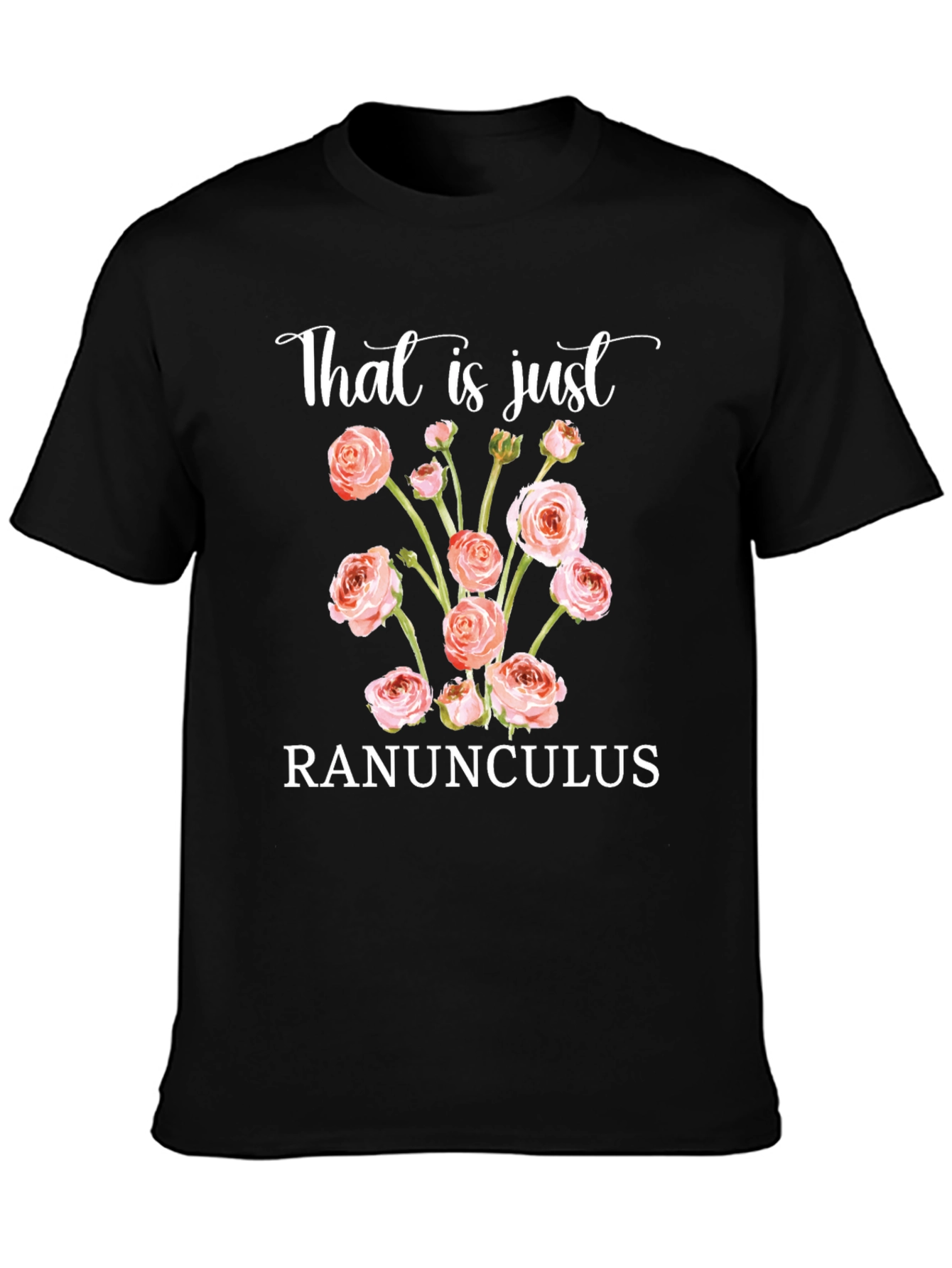 Black Ranunculus Floral T-Shirt - Unique Botanical Tee view 3
