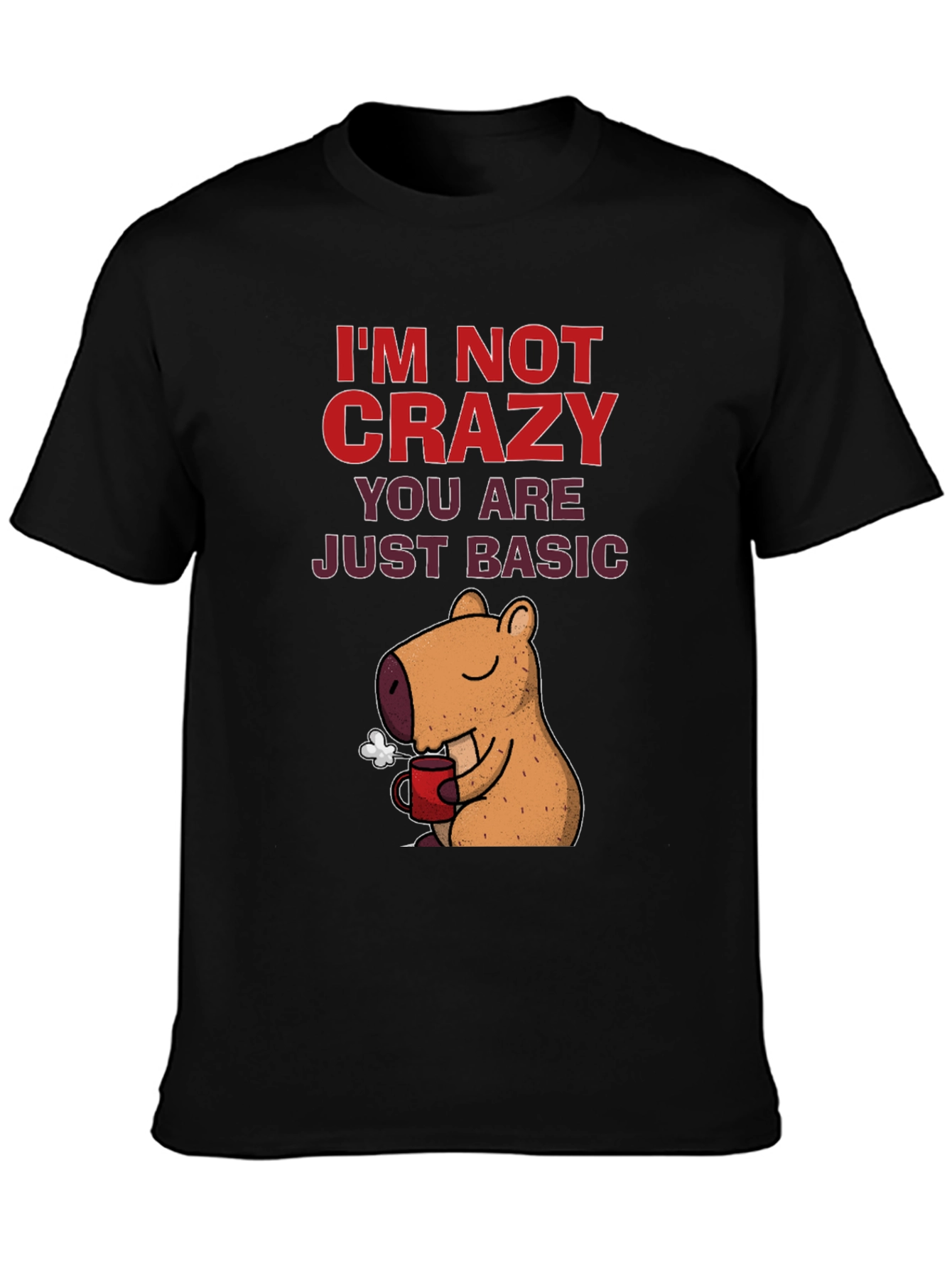 Black I'm Not Crazy Capybara T-Shirt view 3