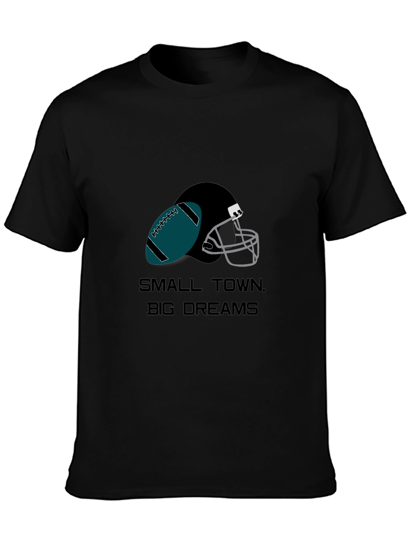 Black Small Town Big Dreams Football Graphic Tee view 3