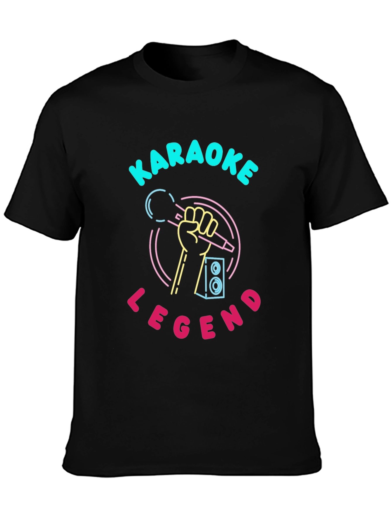 Black Karaoke Legend T-Shirt - Neon Design view 3