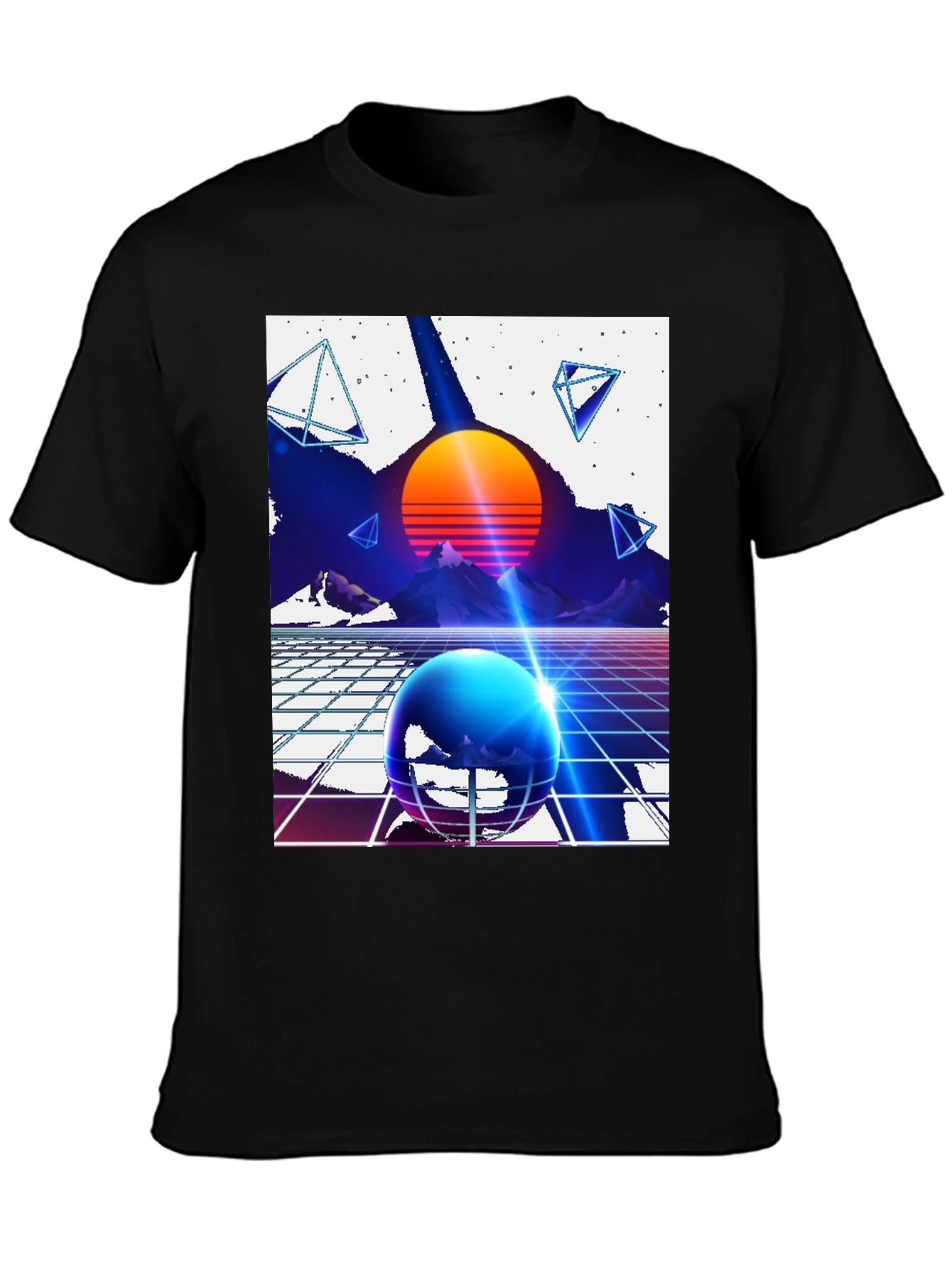 Black Retro Synthwave T-Shirt - 80s Inspired Design view 3