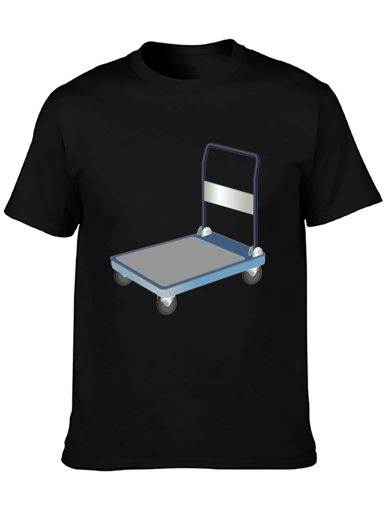 Black Novelty Black T-Shirt with Trolley Graphic view 3