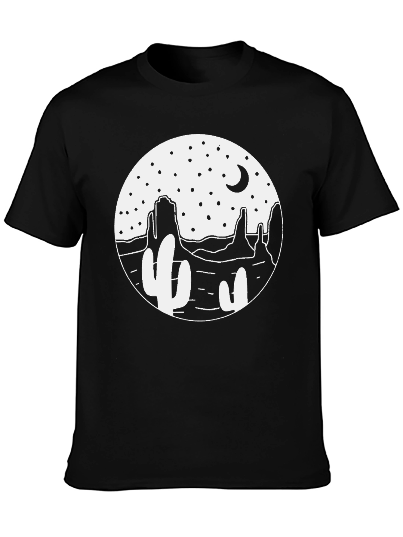 Black Desert Night T-Shirt - Black Cotton Tee view 3
