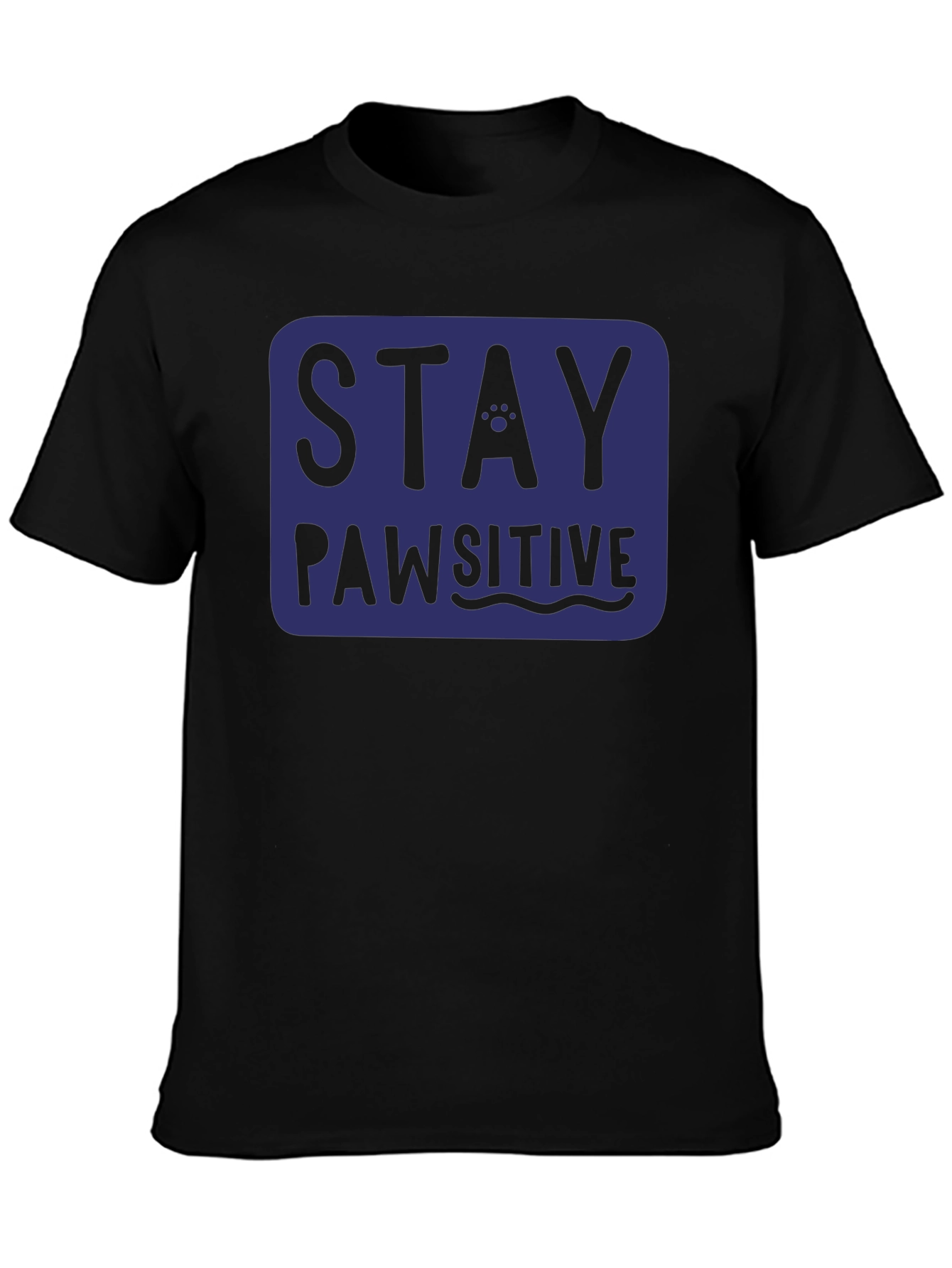 Black Stay Pawsitive T-Shirt - Blue Graphic Tee view 3