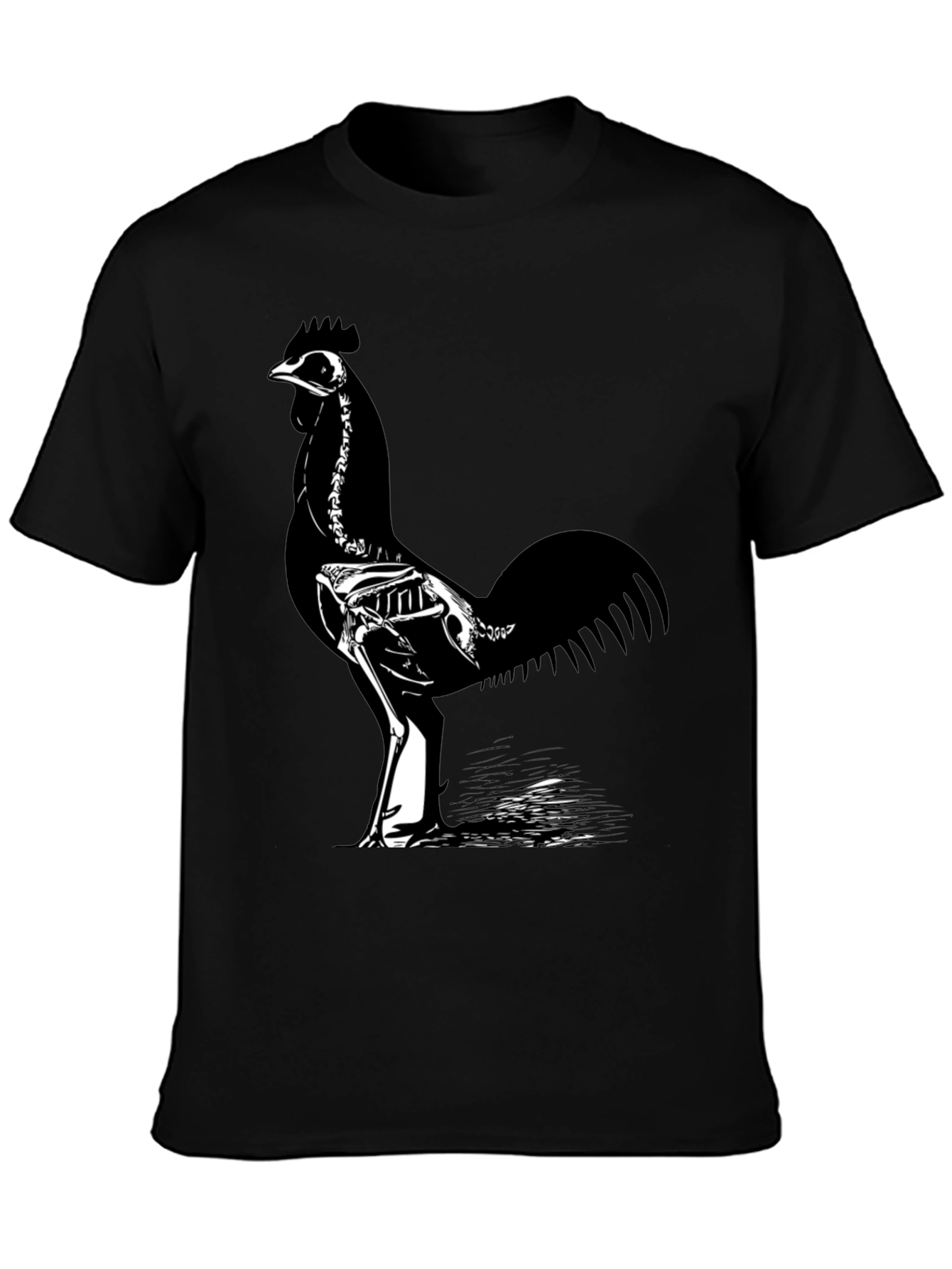Black Skeleton Rooster T-Shirt - Black view 3