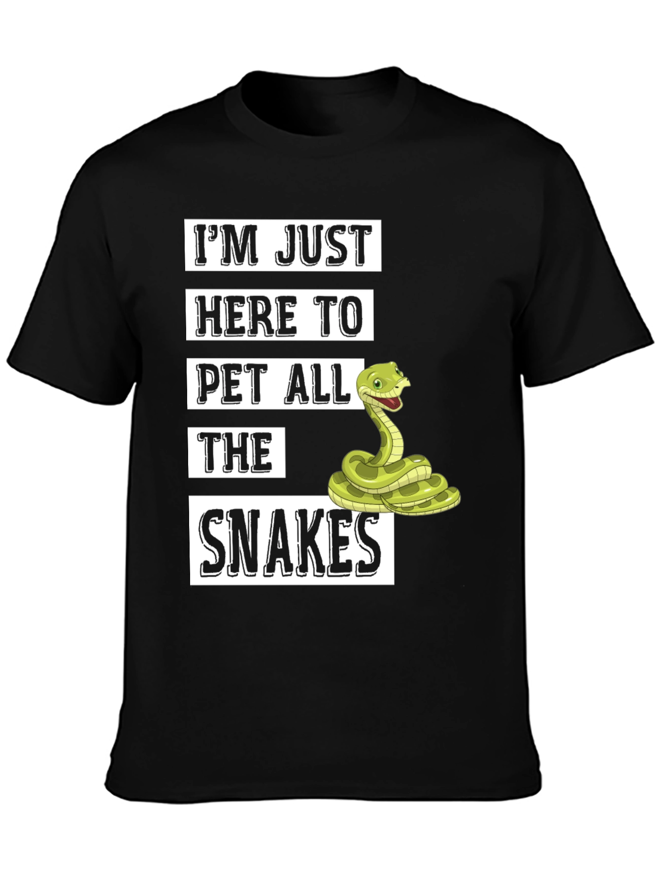 Black I'm Just Here to Pet All The Snakes T-Shirt view 3