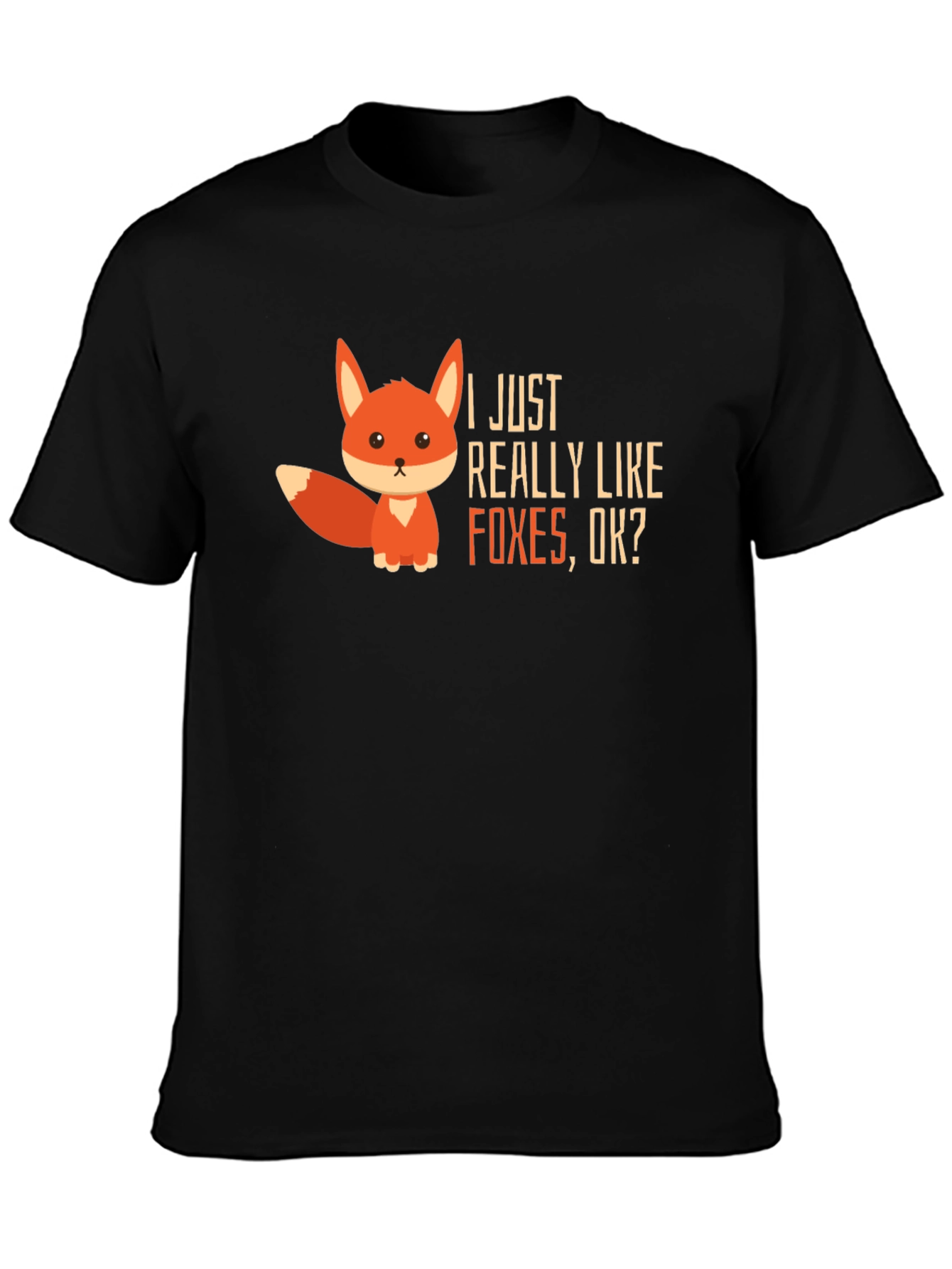 Black Cute Fox Graphic Tee - I Just Really Like Foxes view 3