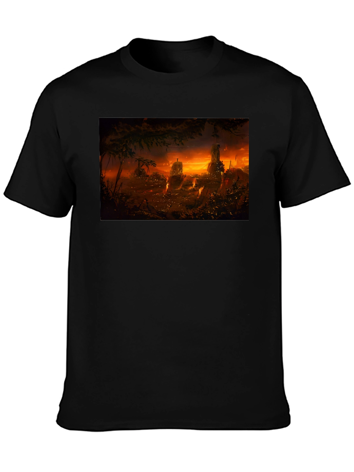Black Sunset Landscape Graphic Print T-Shirt view 3