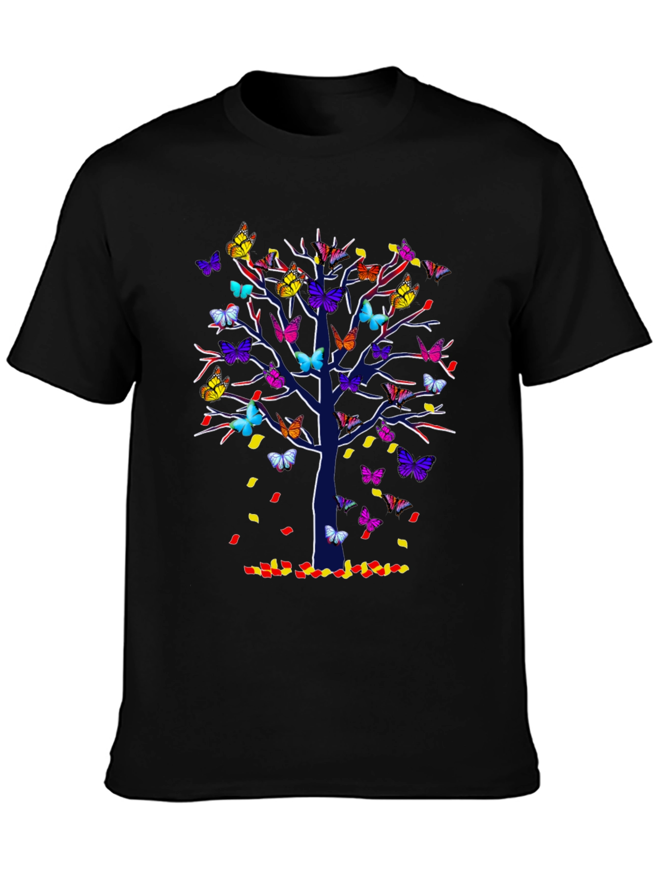 Black Butterfly Tree T-Shirt - Colorful Nature Tee view 3