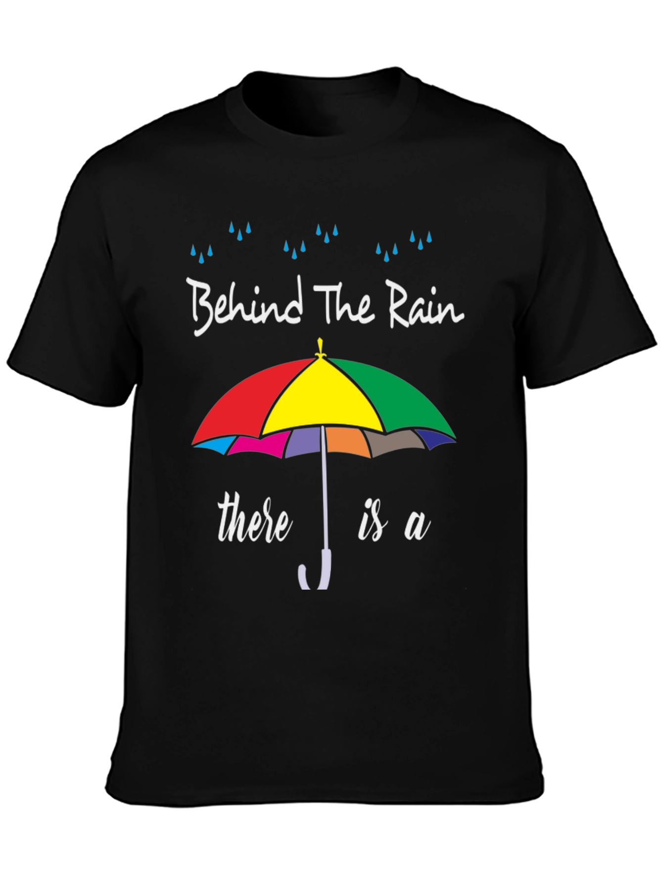 Black Behind The Rain Umbrella Graphic T-Shirt view 3