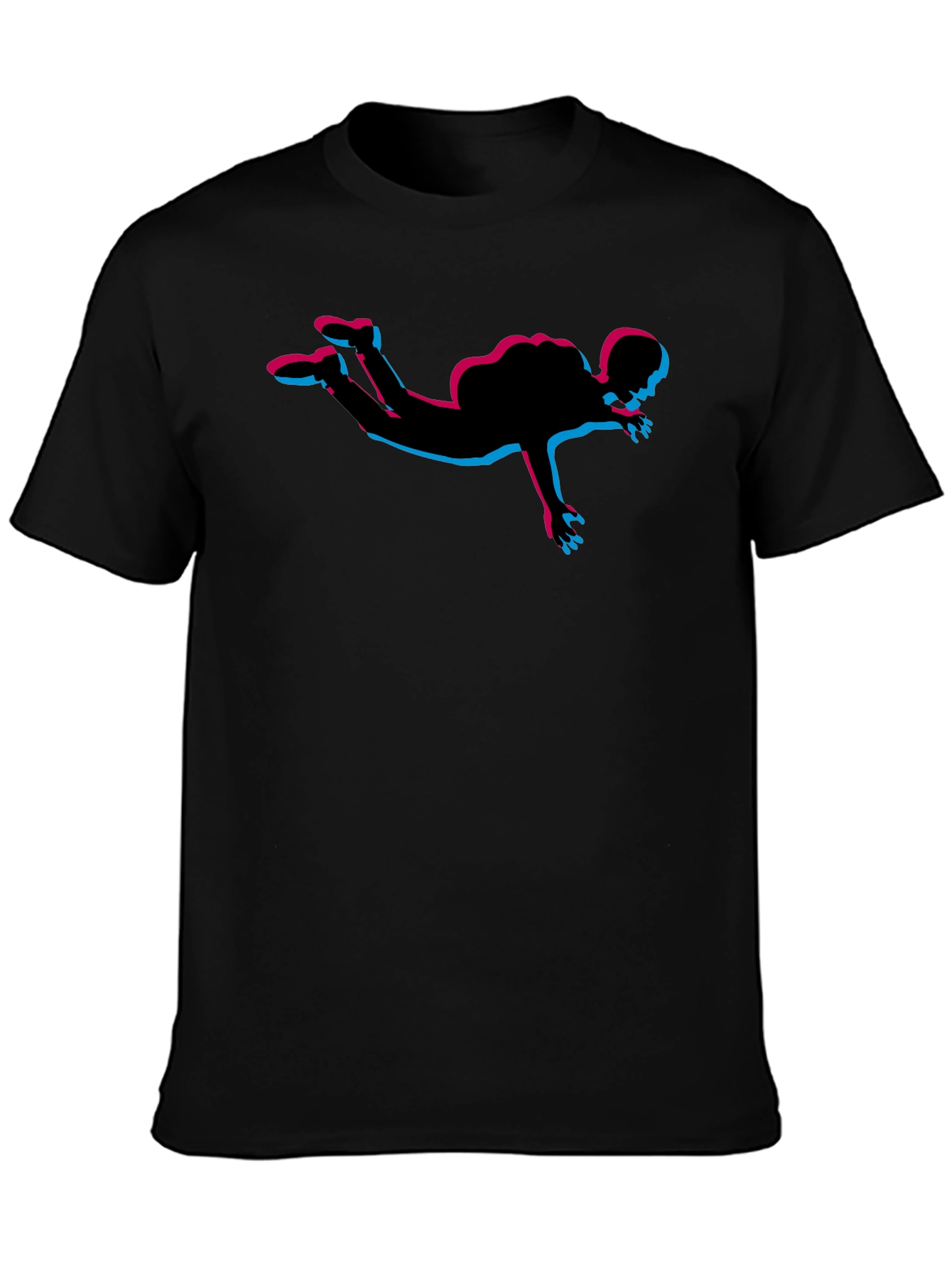 Black Skydiving Silhouette Graphic Tee - Black view 3