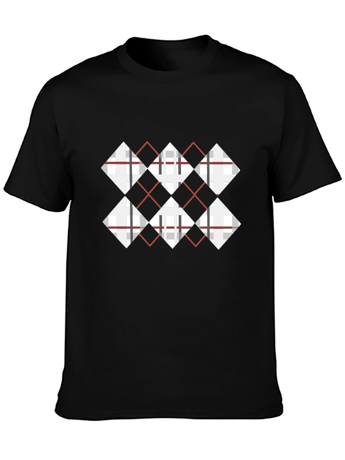 Black Argyle Diamond Graphic Tee - Casual Style view 3