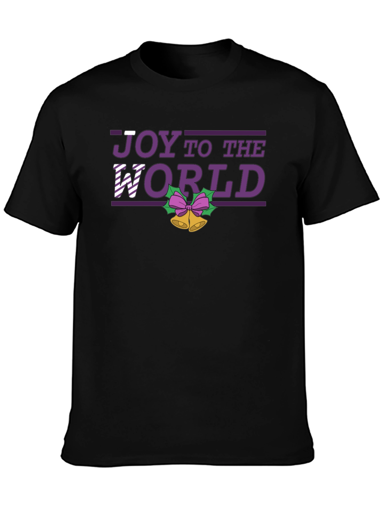 Black Joy To The World Holiday T-Shirt view 3