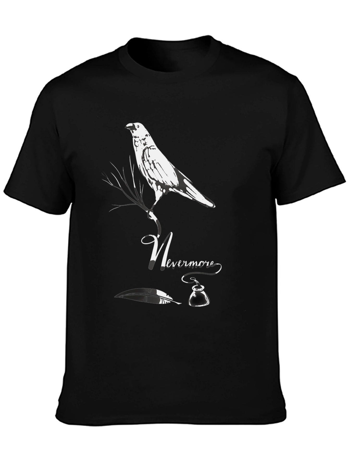 Black Nevermore Raven Graphic Tee - Edgar Allan Poe T-Shirt view 3