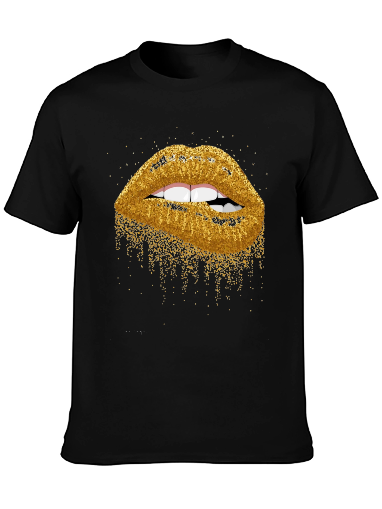 Black Glitter Lips Graphic Tee - Bold & Stylish view 3