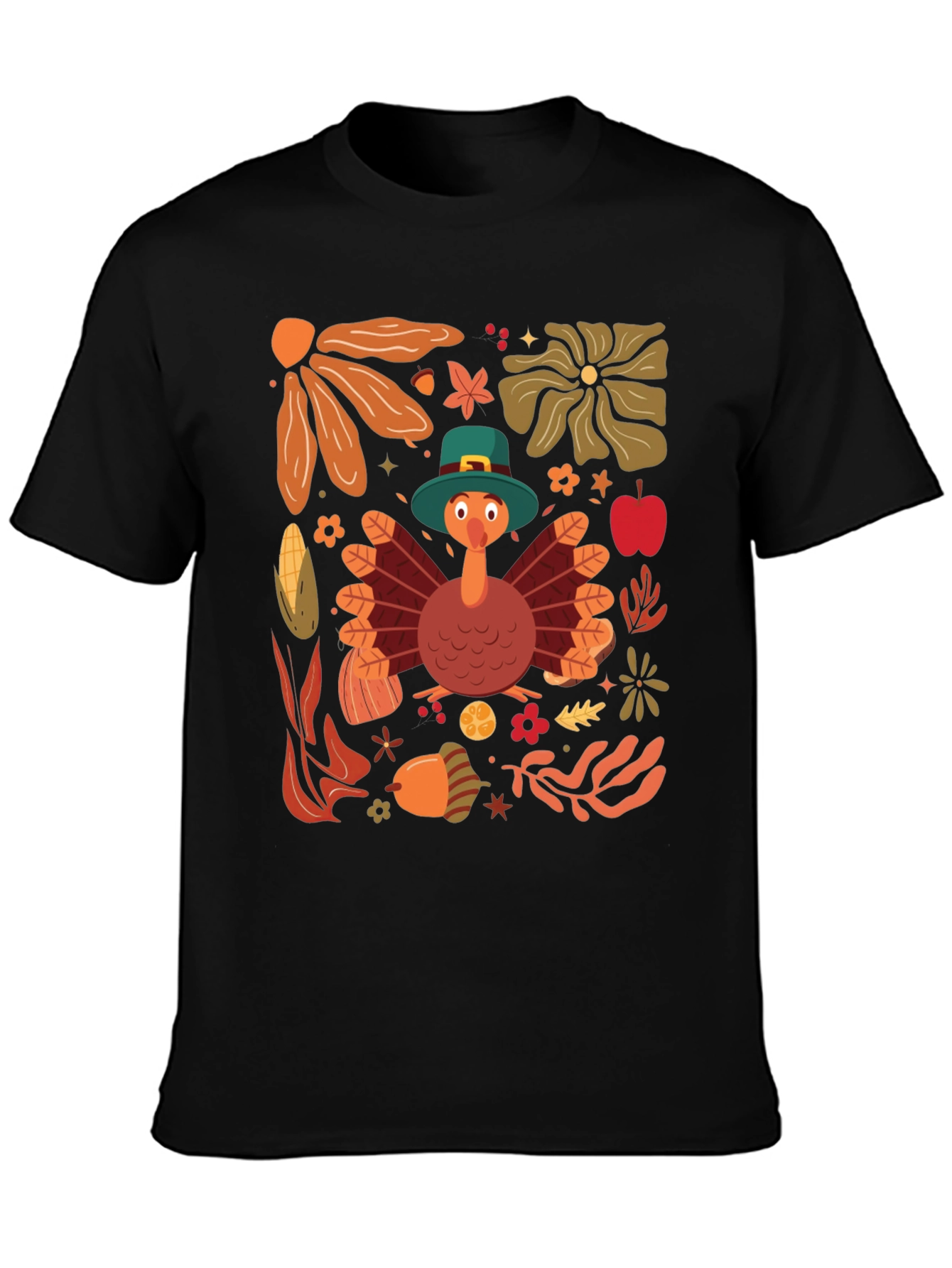 Black Thanksgiving Turkey Graphic T-Shirt view 3